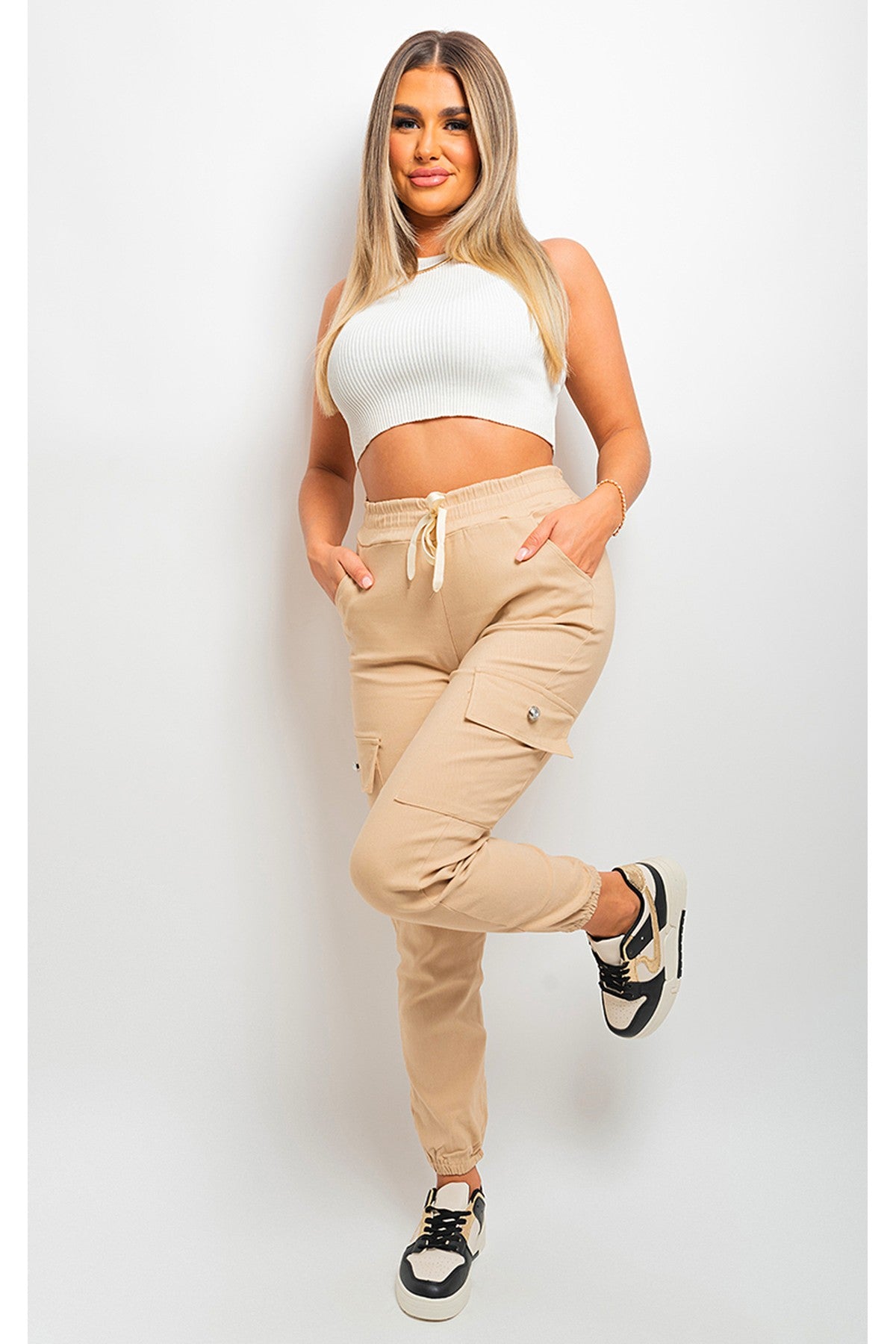 Sylvie Pocket Side Cargo Trouser - Mocha