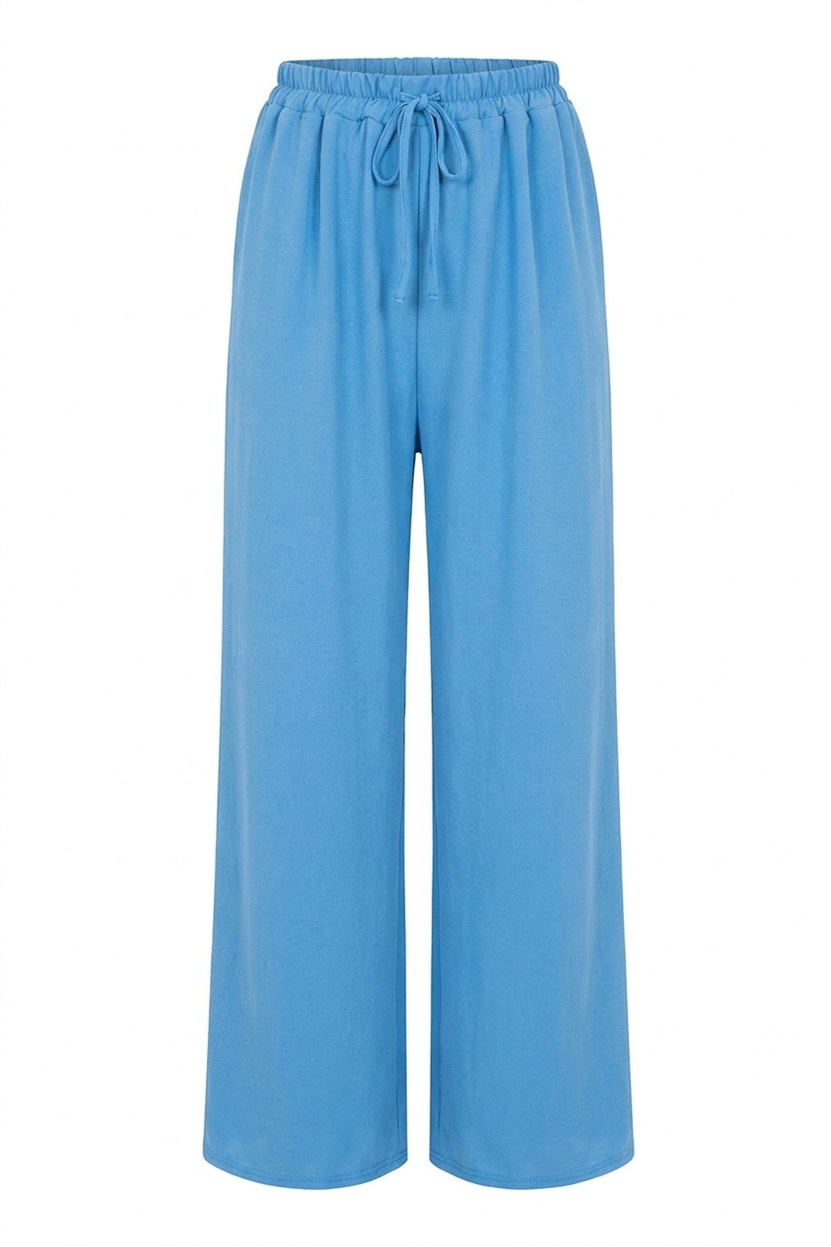 Mollie Drawstring Gathered Waist Wide Leg Trouser - Blue_wb