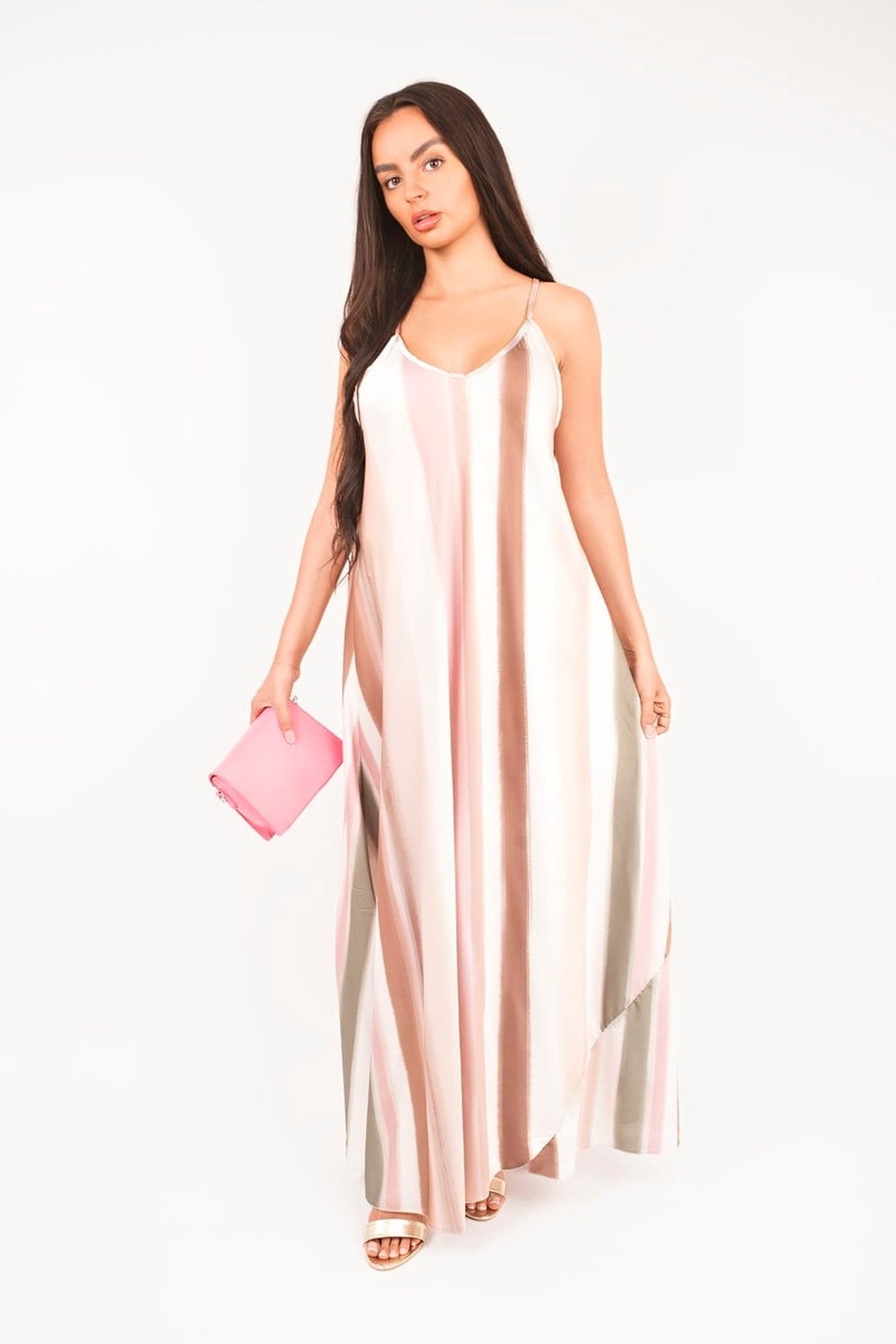 Naela Strappy Printed Maxi Dress - Pink