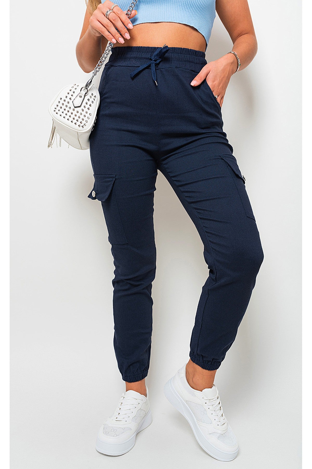 Sylvie Pocket Side Cargo Trouser - Navy