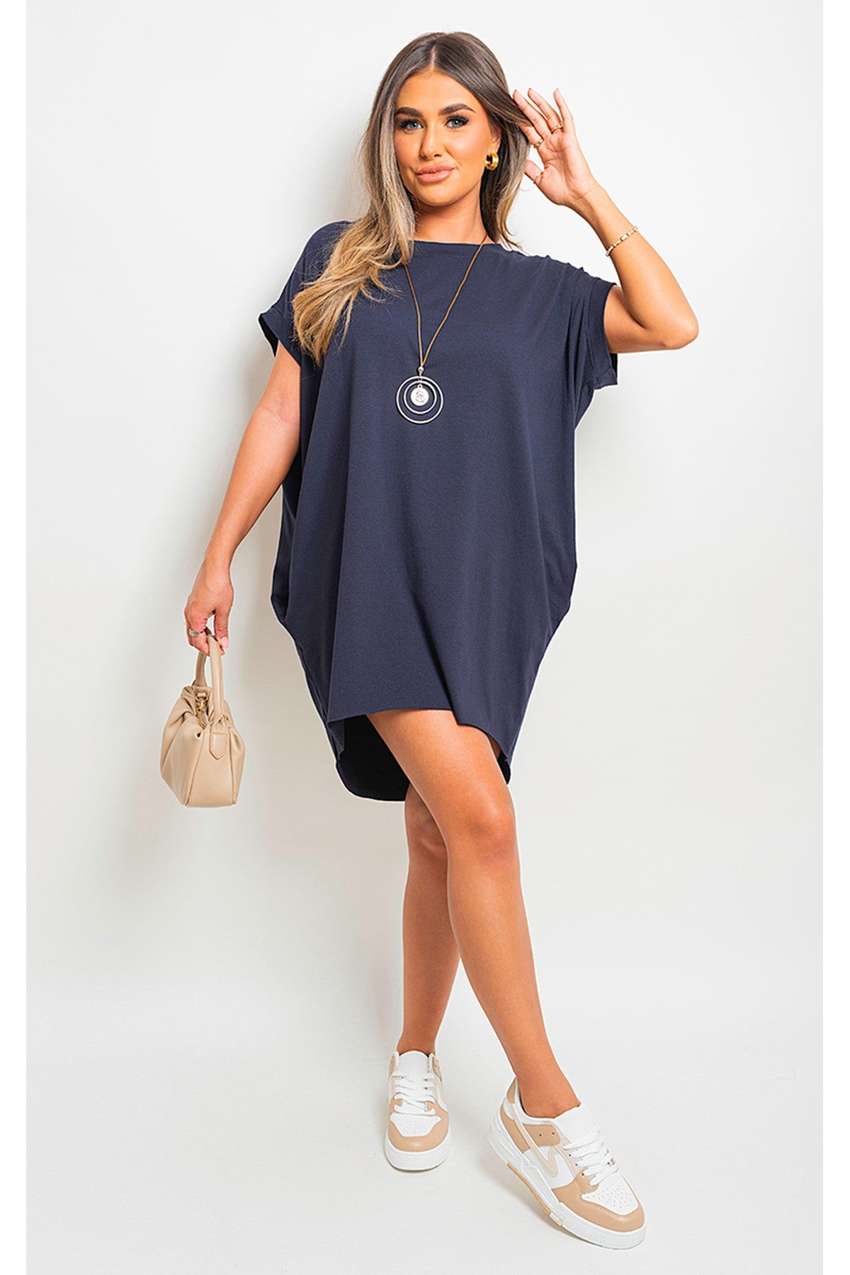 Esme Short Sleeve With Front Pockets Top - Navy