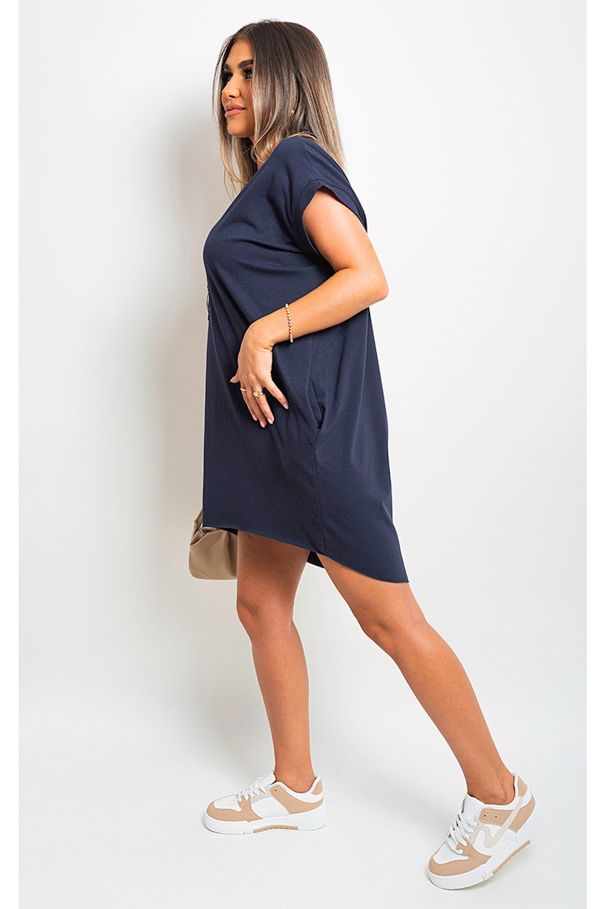 Esme Short Sleeve With Front Pockets Top - Navy