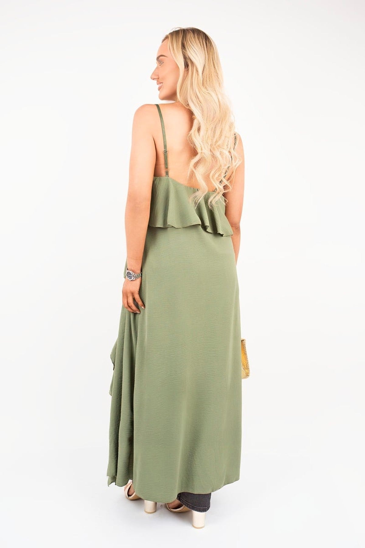 Nayeli Layered Cami Top With Asymmetric Hem - Khaki