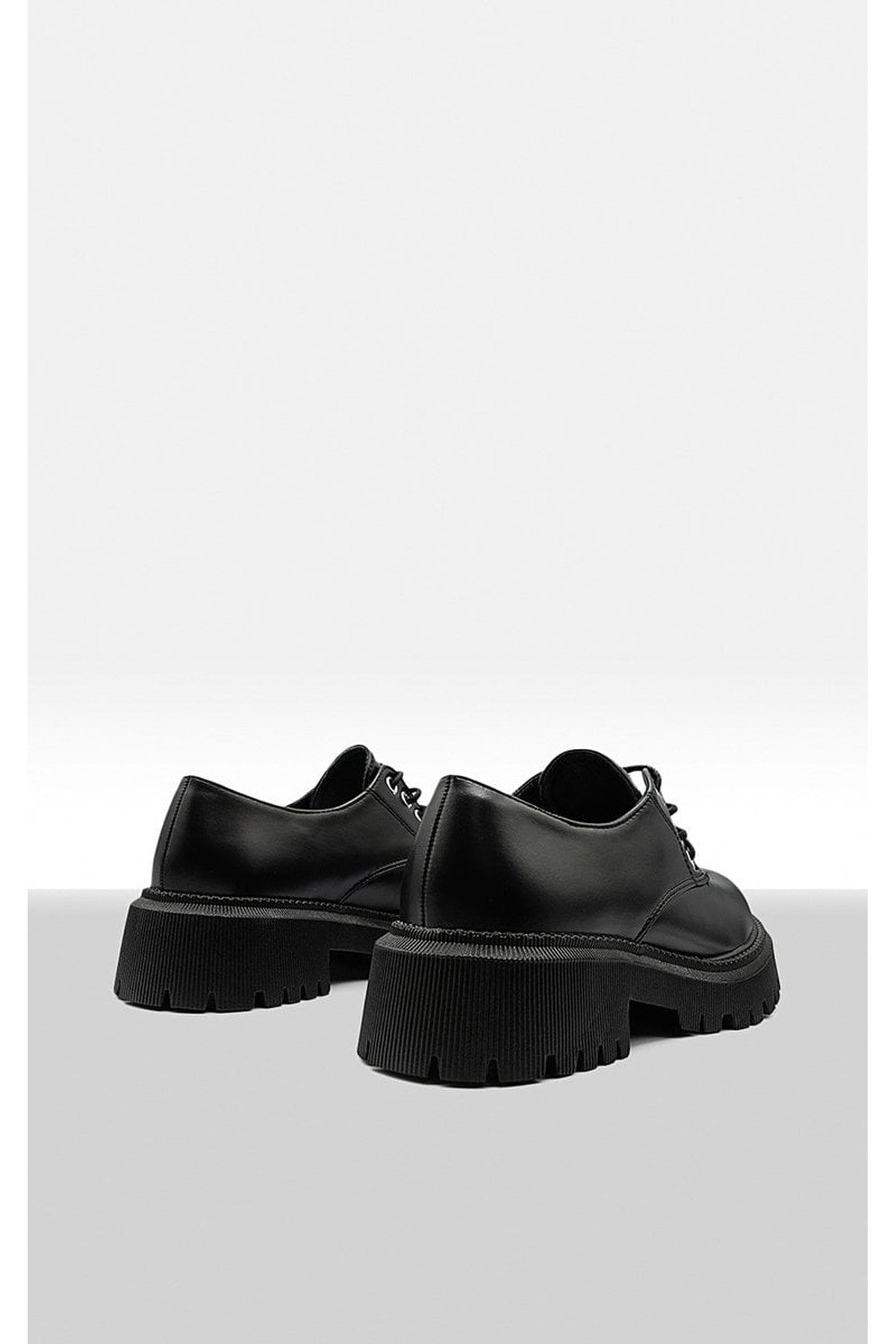 Nayla Chunky Faux Leather Derby Shoes - Black