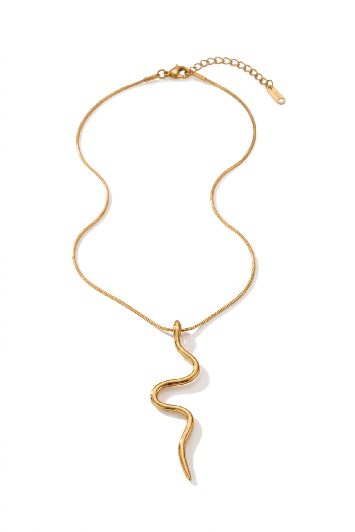 India Gold Tone Wavy Serpent Pendant - Gold_wb