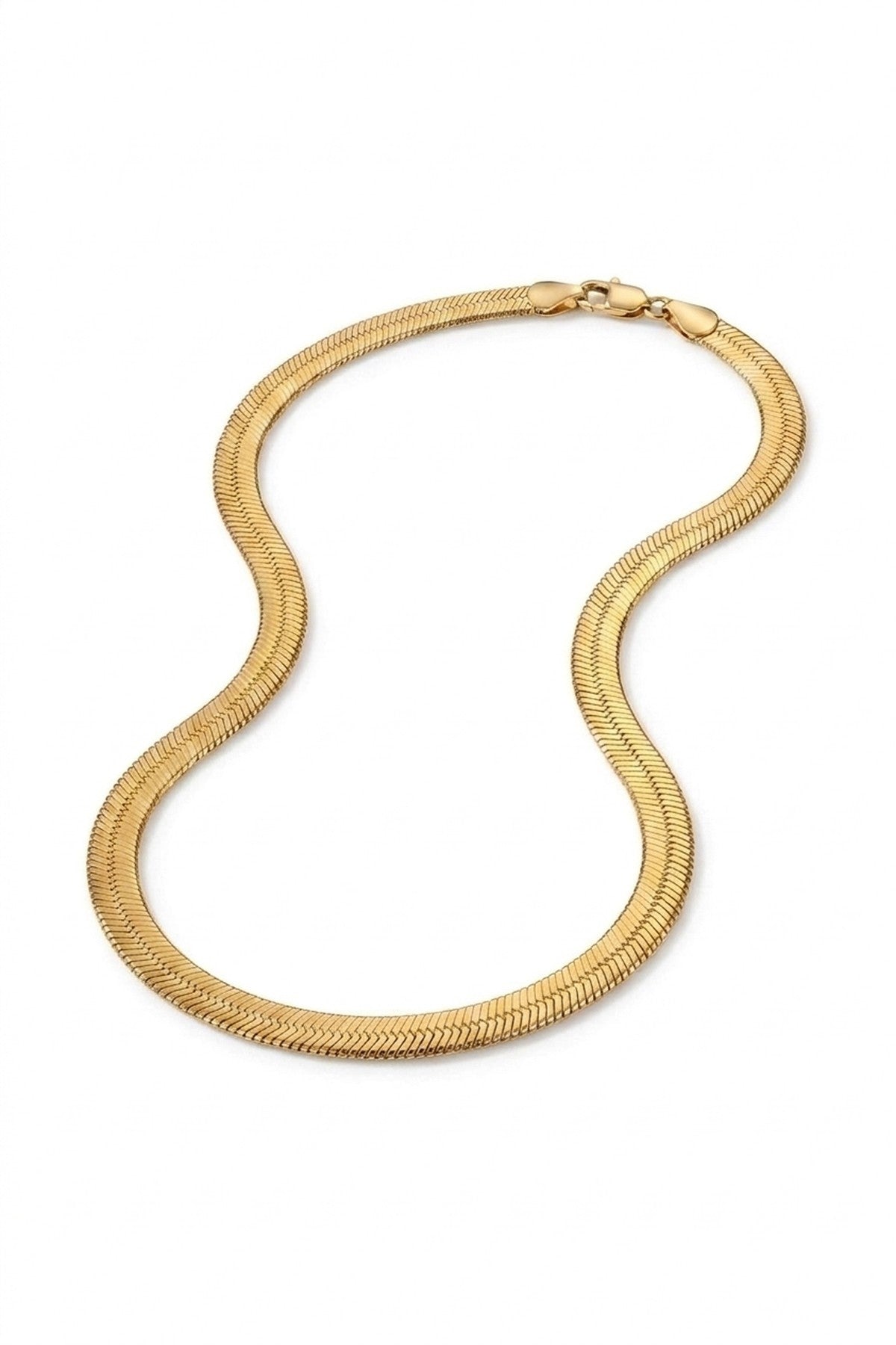Rey Gold Tone Flat Snake Chain - Gold_wb