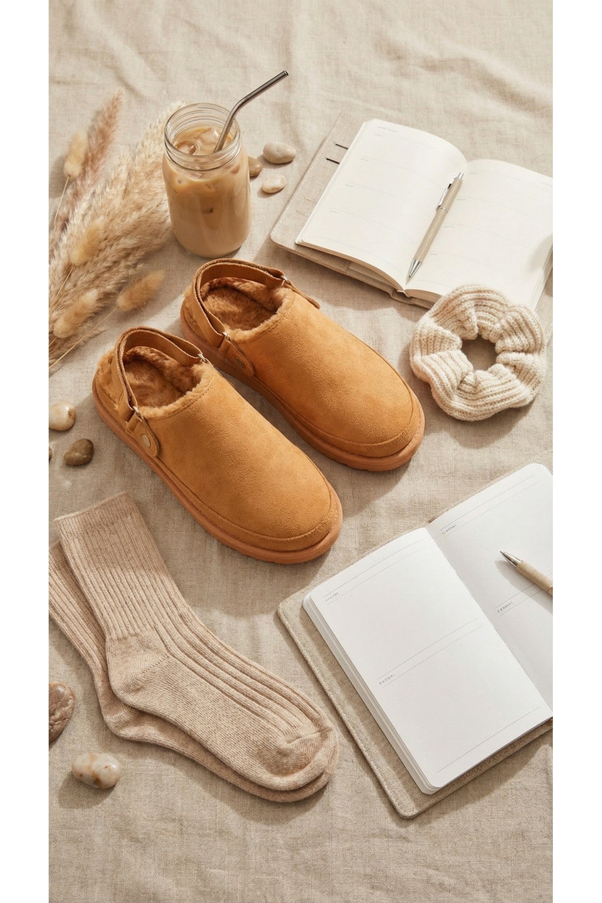 Niraya Faux Suede Slingback Mule Sandals With Cuff Strap - Camel