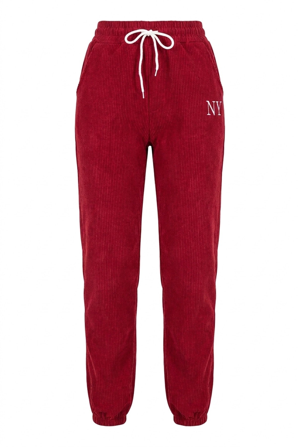 Noemi High Waisted Drawstring Trouser With Pockets - Wine_wb