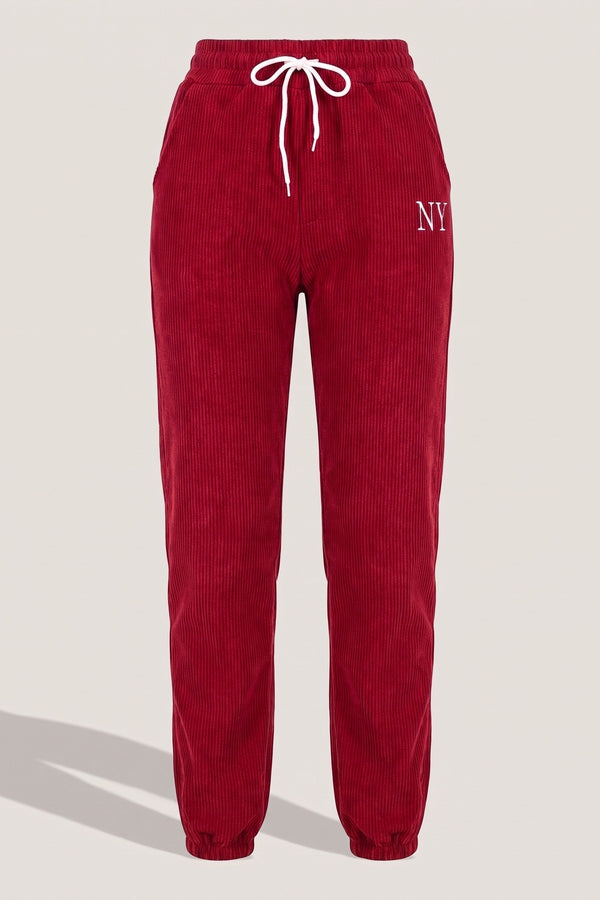Noemi High Waisted Drawstring Trouser With Pockets - Wine