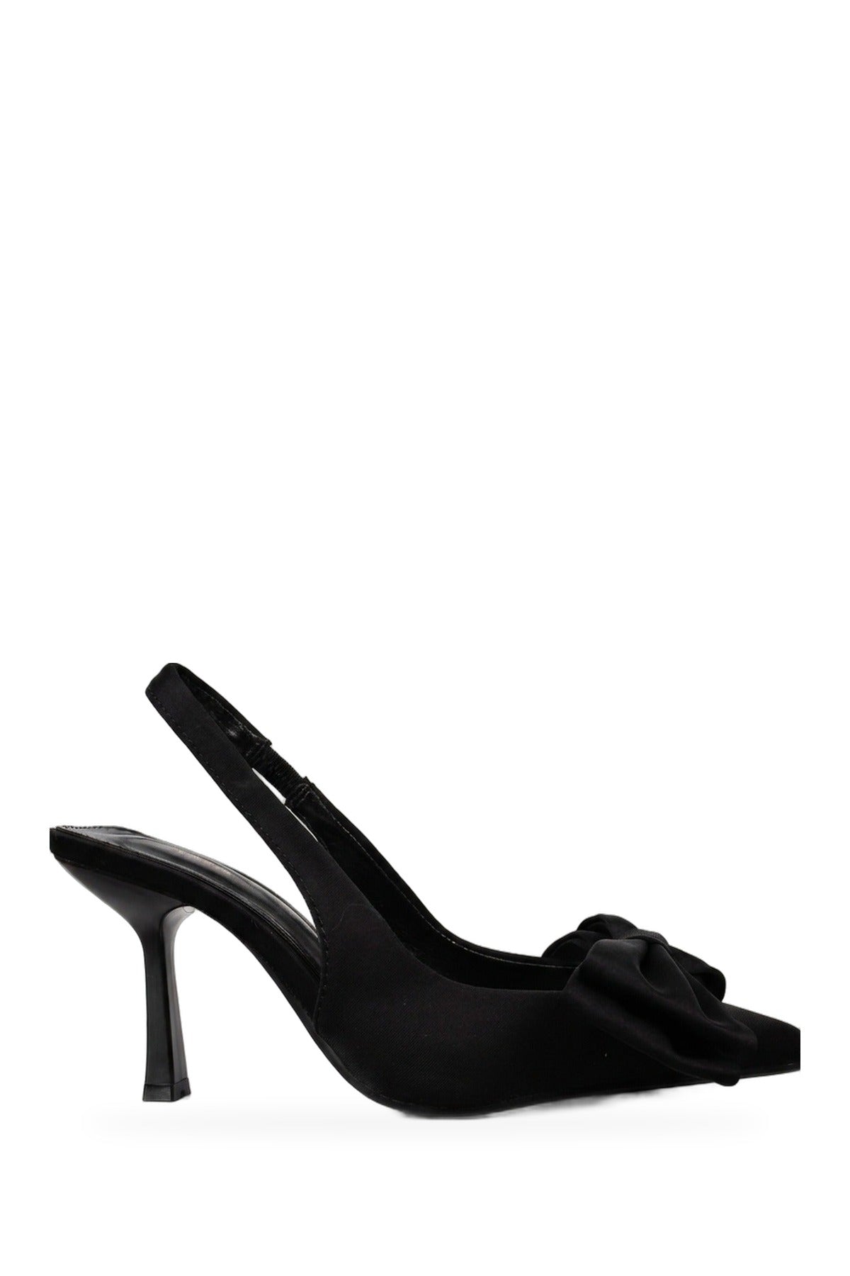 Octavia Satin Bow Pointed Toe Heels - Black