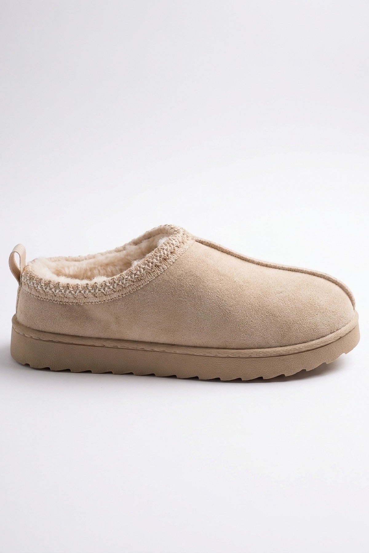 Odette Faux Suede Lined Slipper Mules - Beige