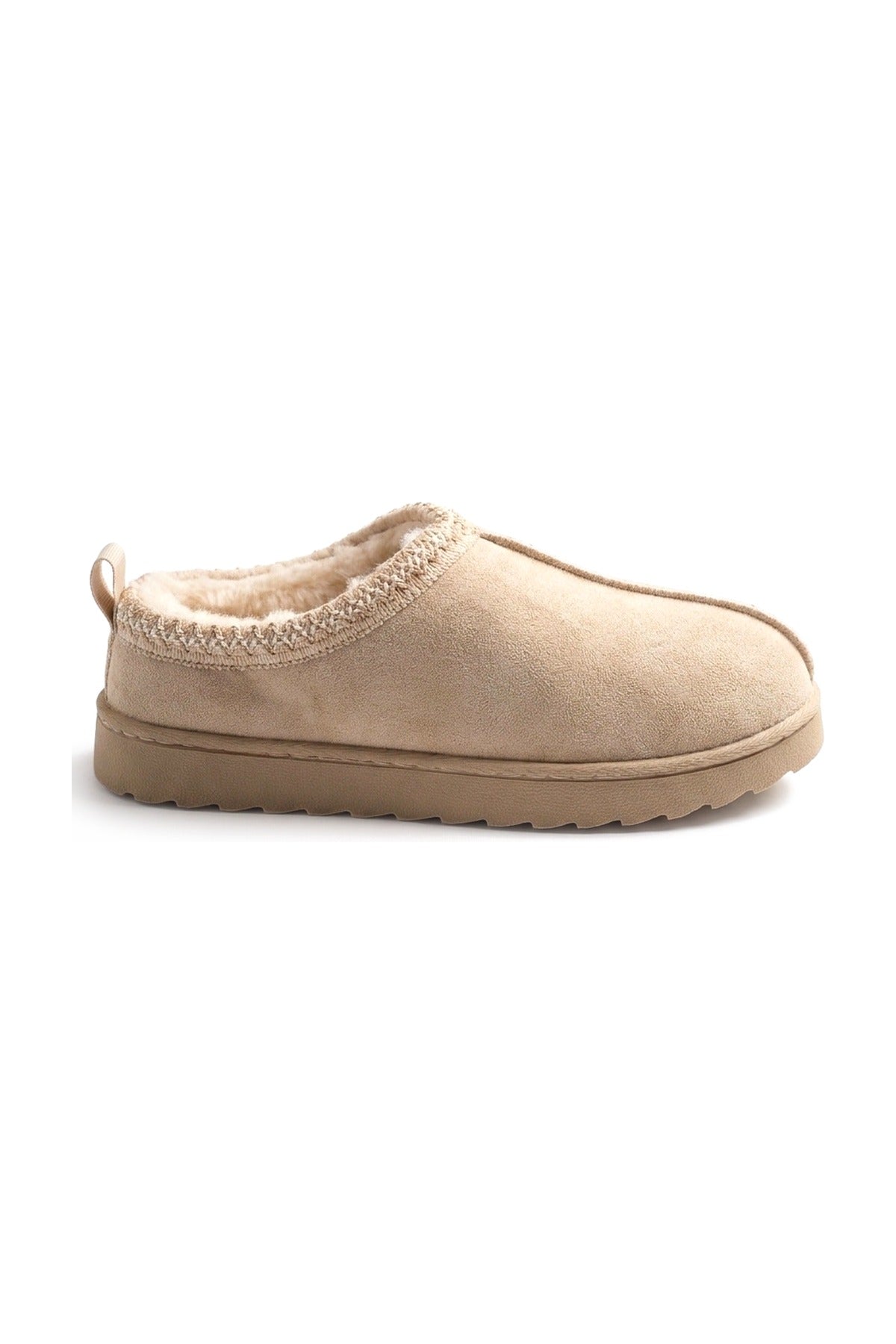 Odette Faux Suede Lined Slipper Mules - Beige_wb