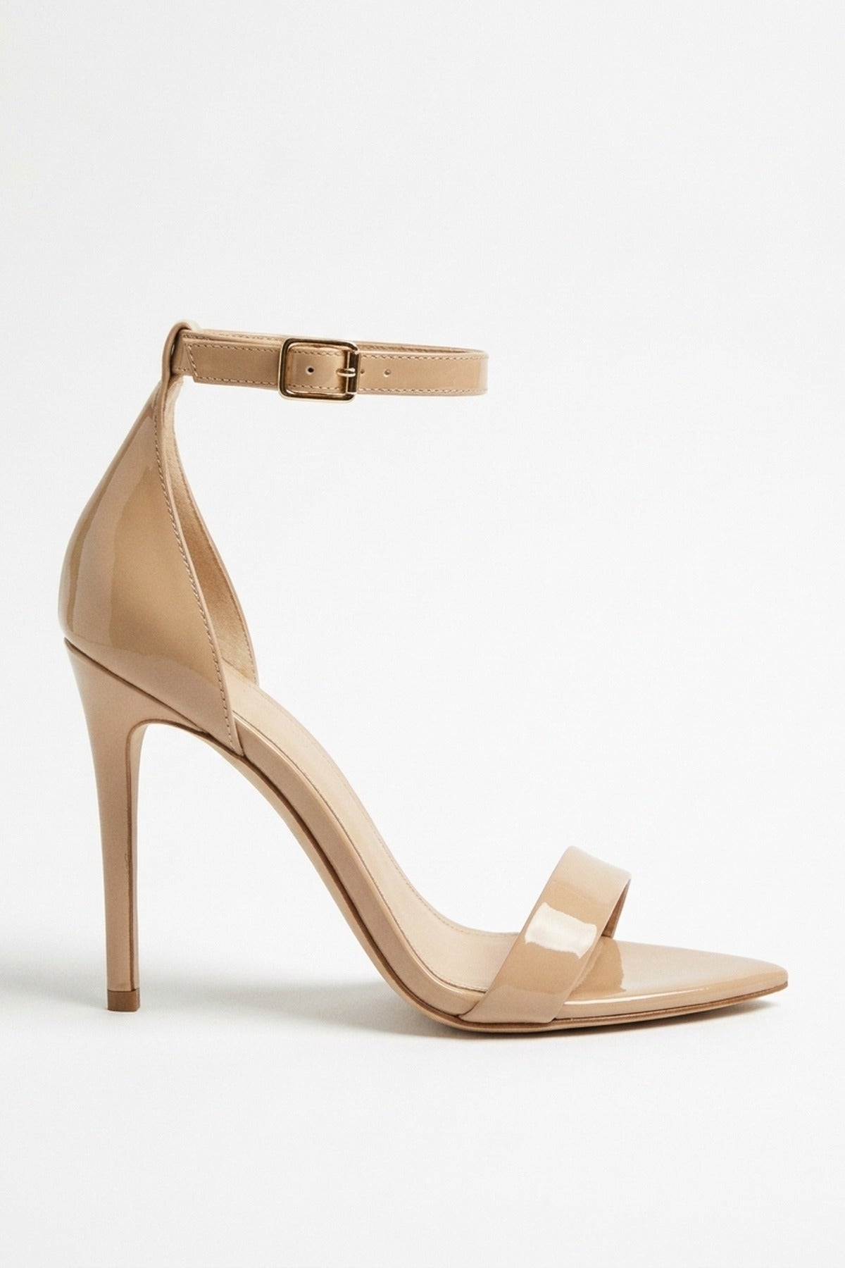 Sora Patent Ankle Strap Stiletto Heels - Beige