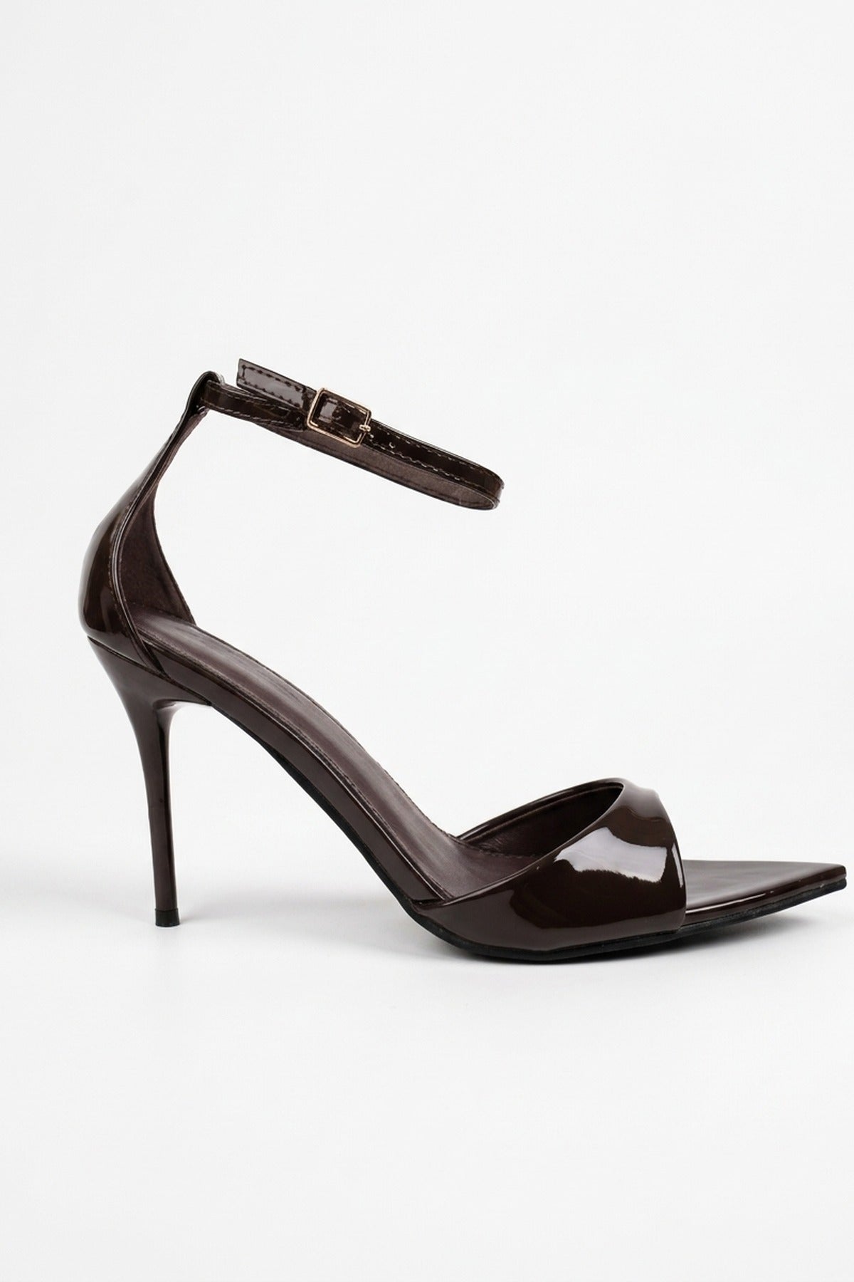 Sora Patent Ankle Strap Stiletto Heels - Brown