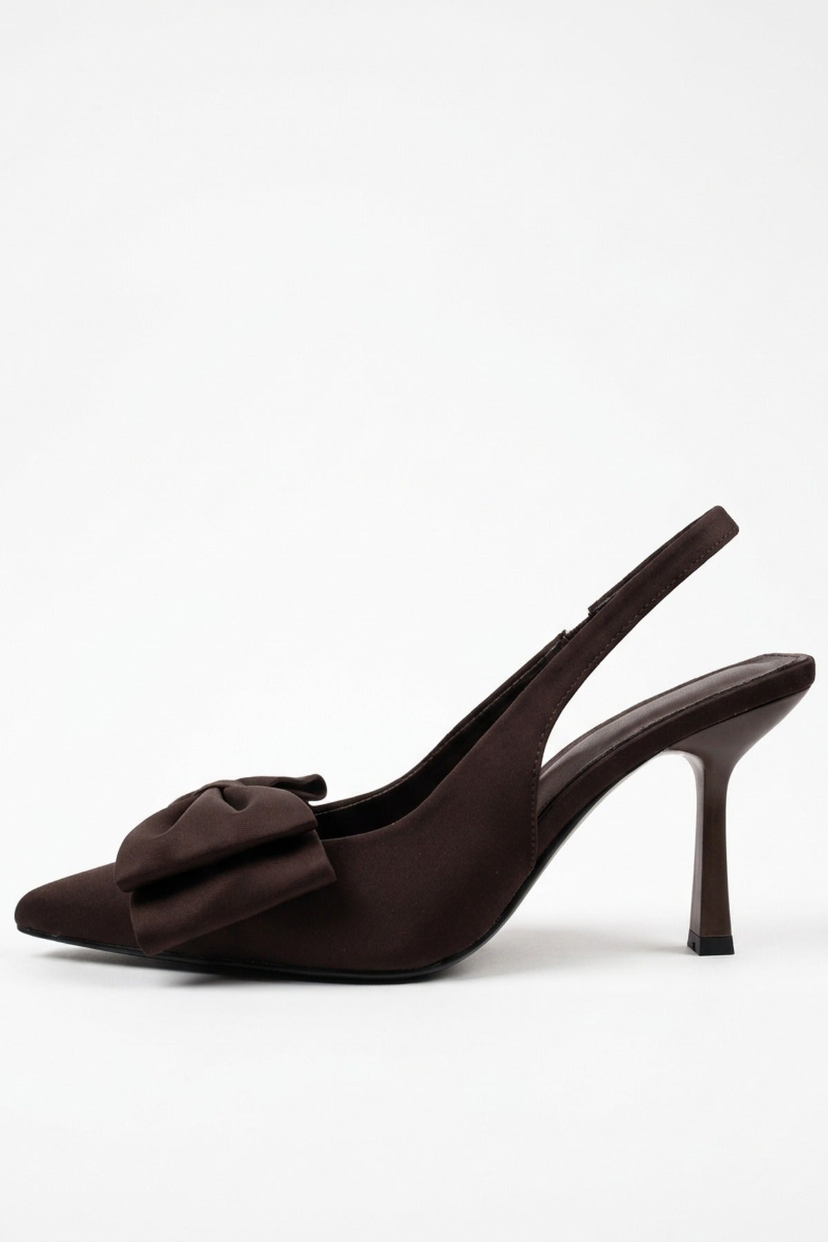 Octavia Satin Bow Pointed Toe Heels - Coffee