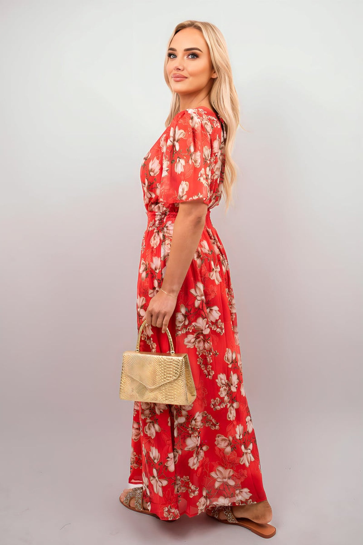Ophelia Floral Wrap Maxi Dress - Red