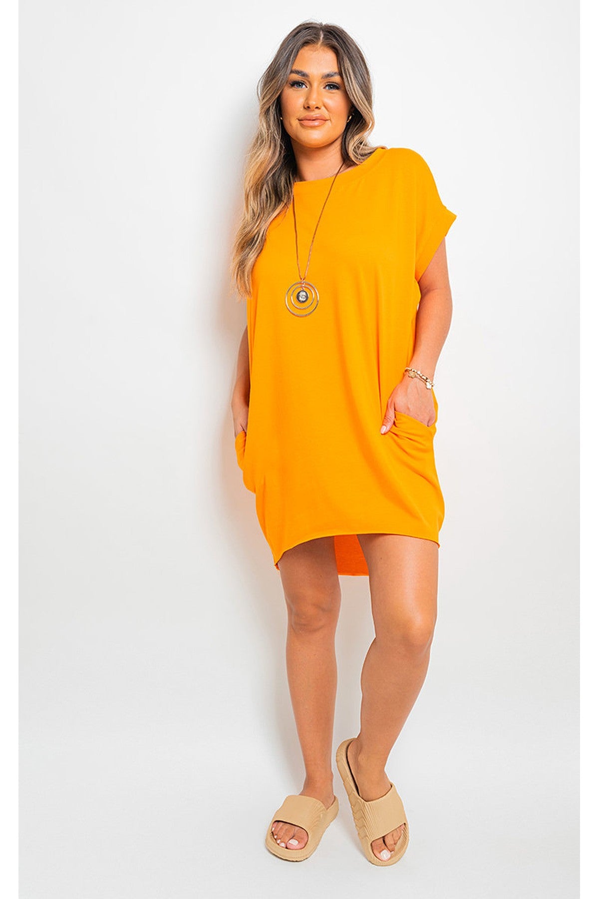 Esme Short Sleeve With Front Pockets Top - Orange