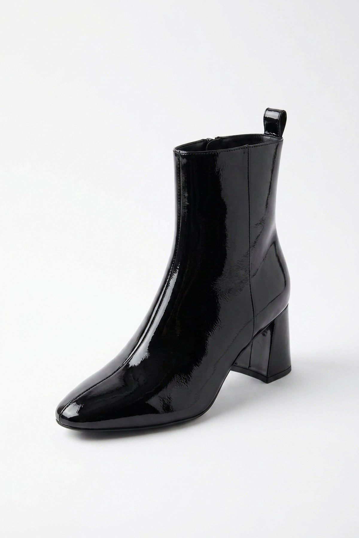Genevieve Black Patent Pointed Toe Boots - Black