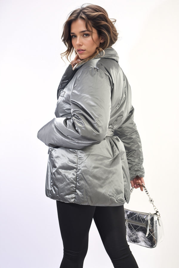 Penelope Oversized Belted Jacket - Grey