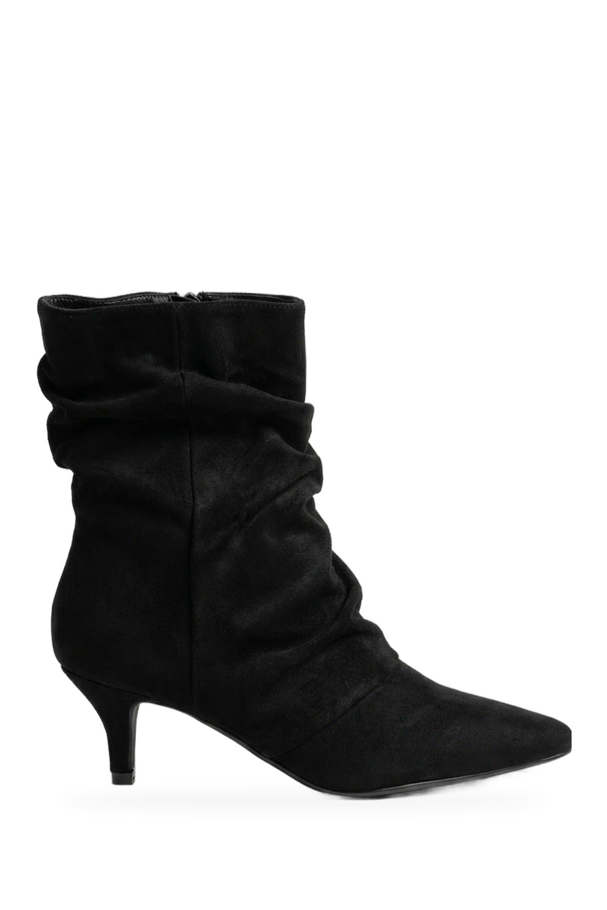 Petronella Faux Suede Slouch Kitten Heel - Black
