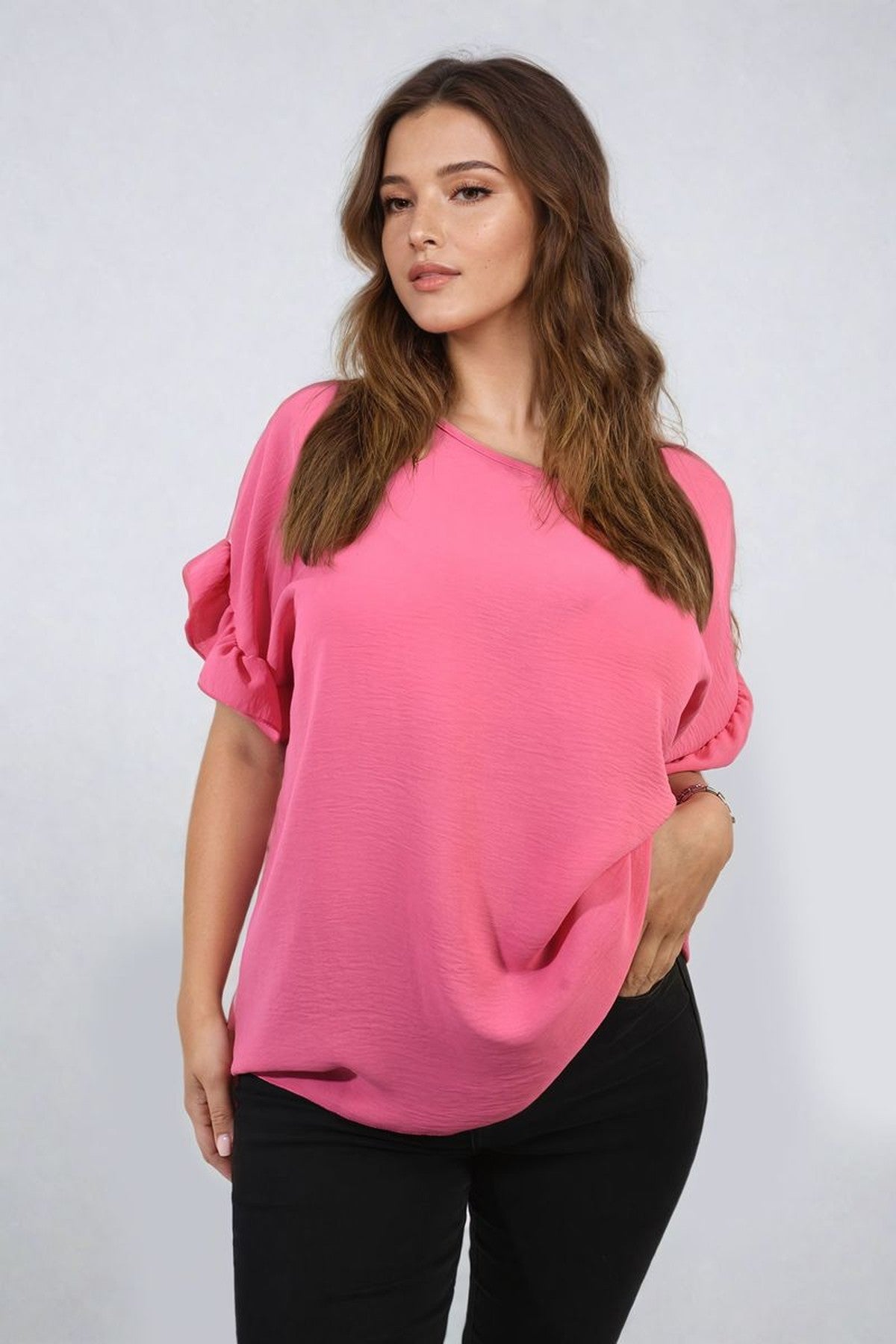 Alexandra Frill Sleeve Top - Pink