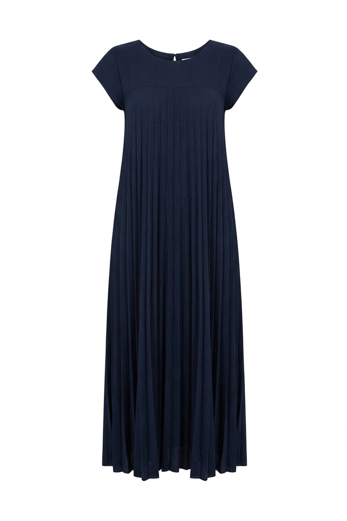 Sarina Pleated Cap Sleeve Maxi Dress - Navy_wb