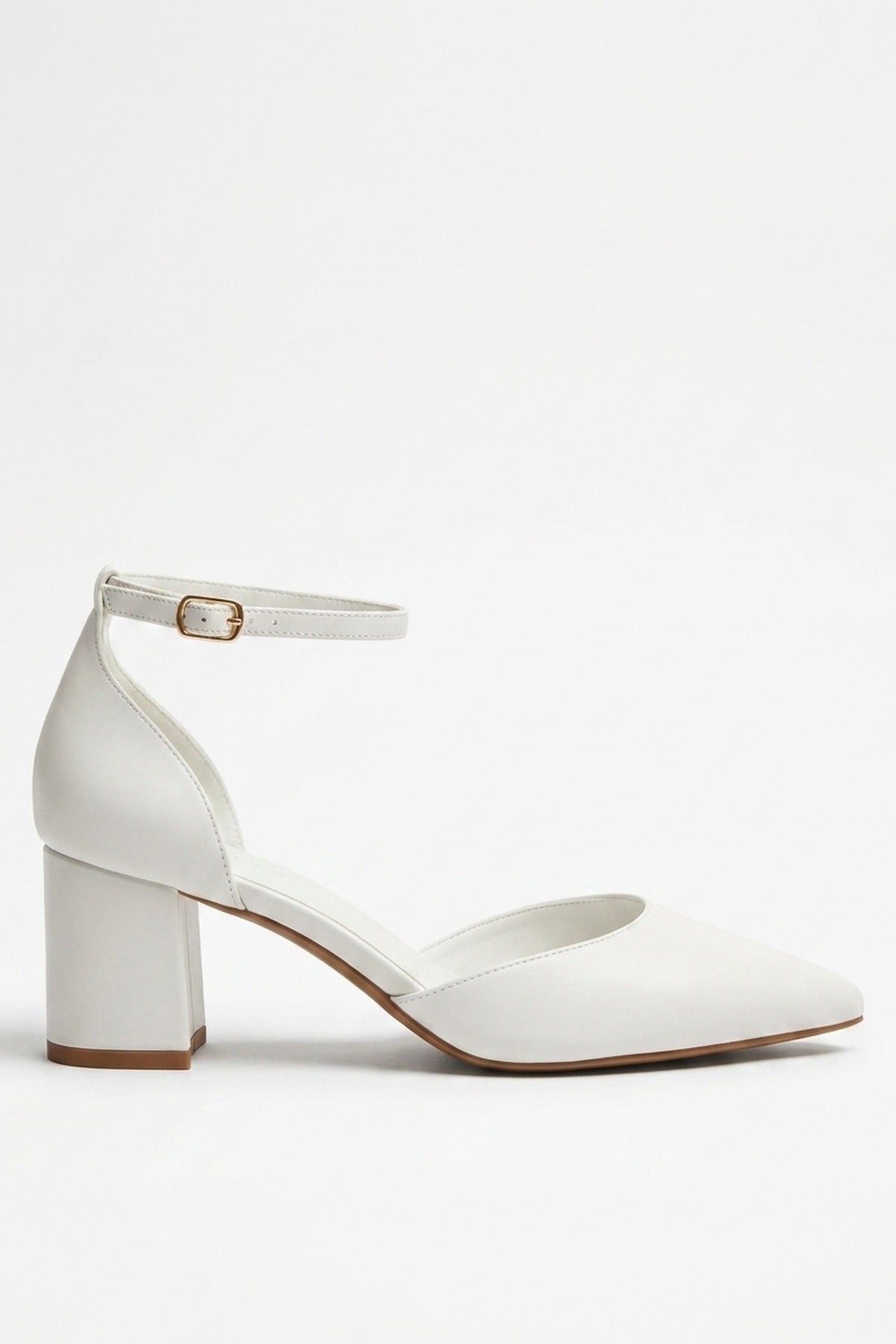 Saoirse Pointed Toe Ankle Strap Heels - White