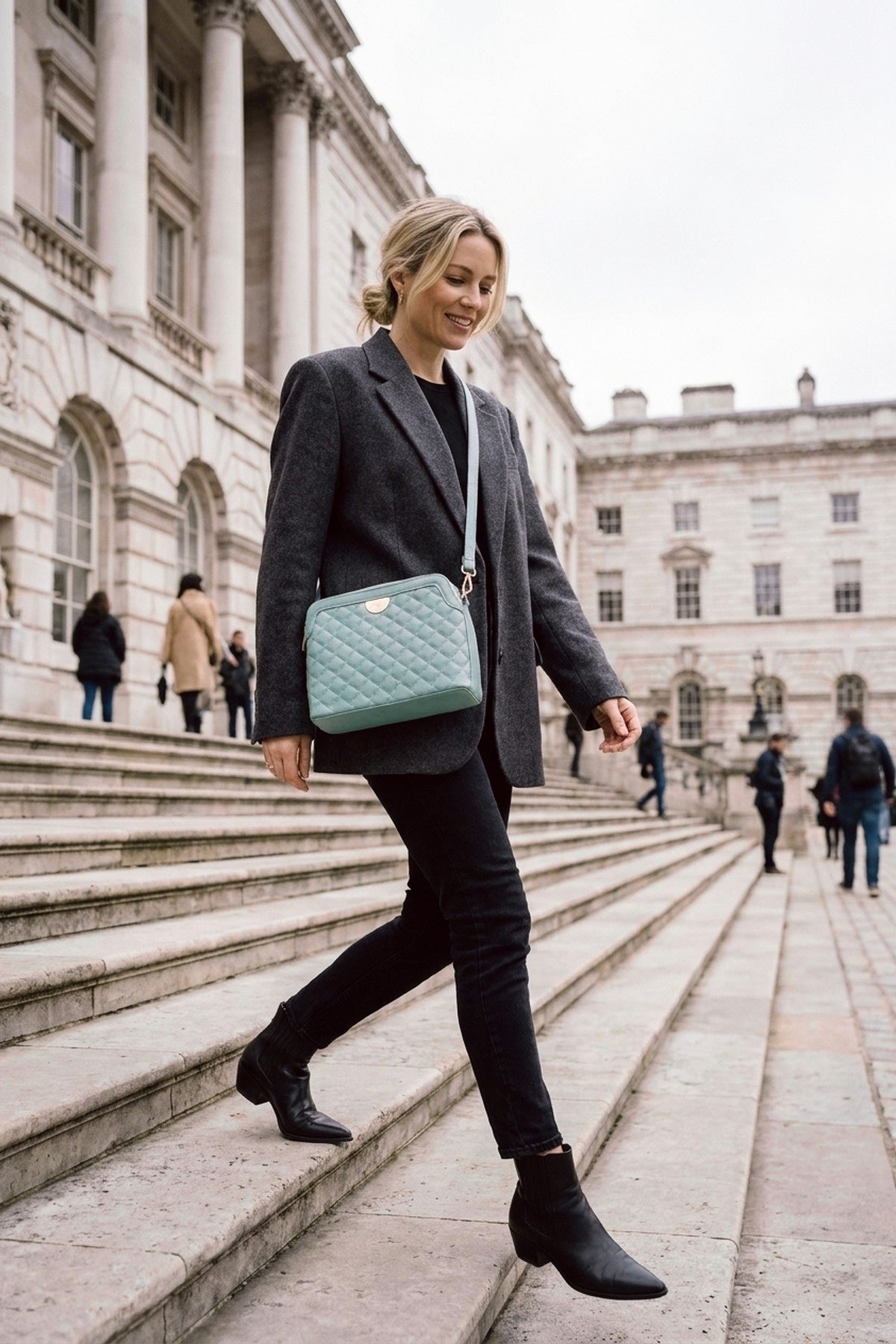 Constance Quilted Frame Crossbody Bag - Green