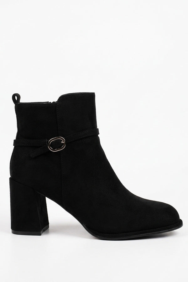 Henrietta Faux Suede Ankle Boots - Black