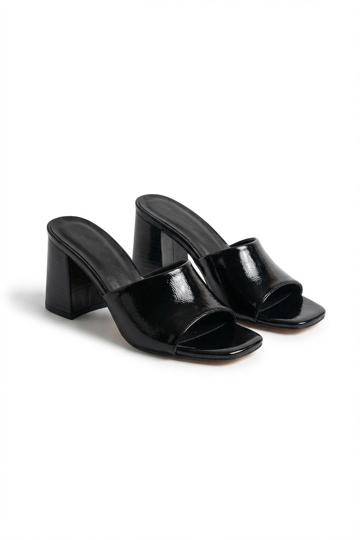 Rosa Womens Square Toe Block Heel Mules - Black