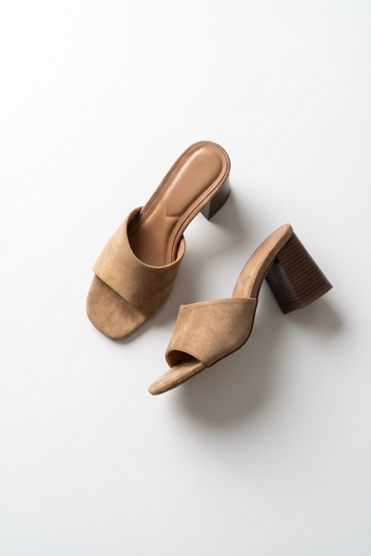 Rosa Womens Square Toe Block Heel Mules - Taupe