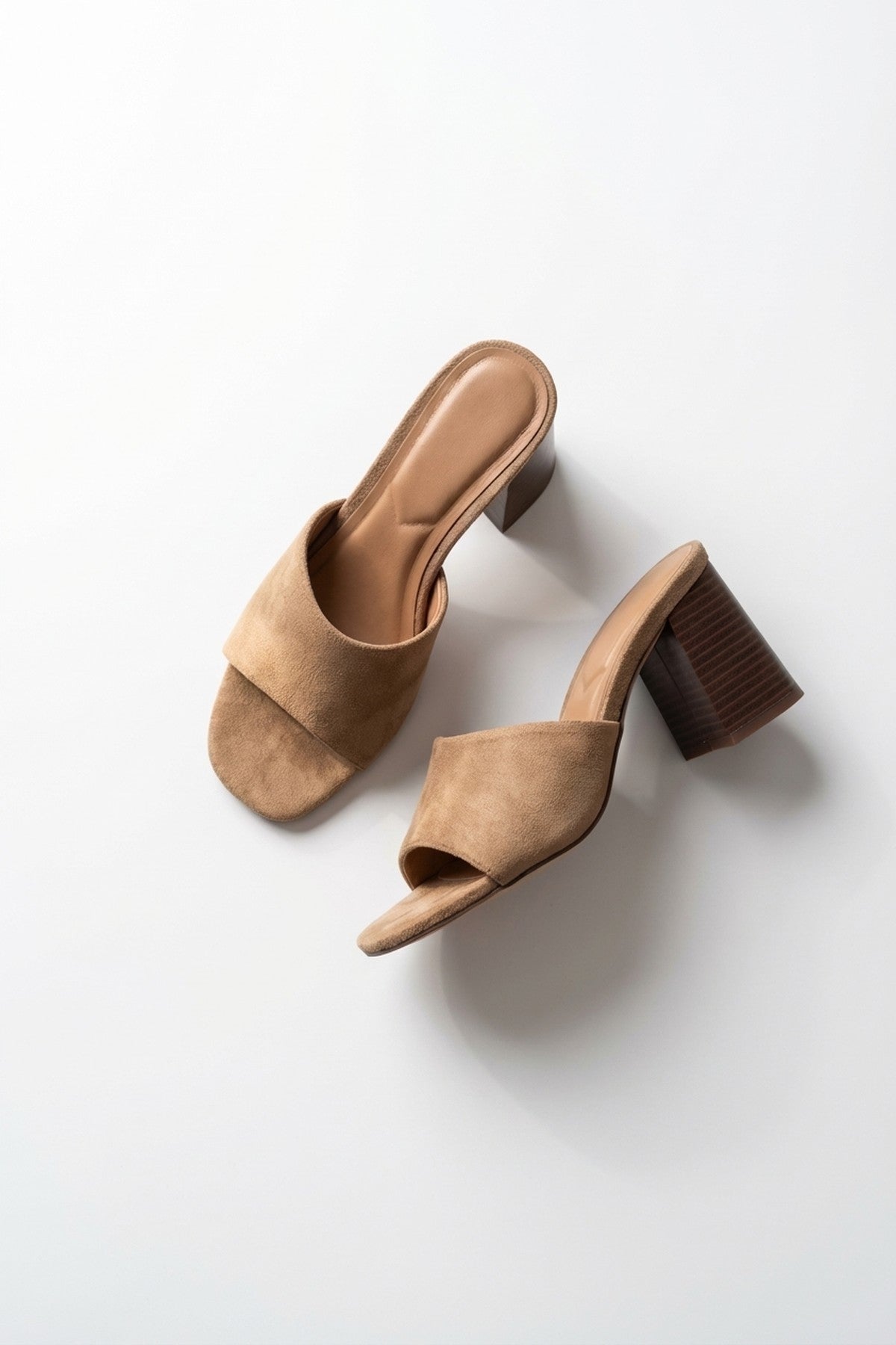 Rosa Womens Square Toe Block Heel Mules - Taupe
