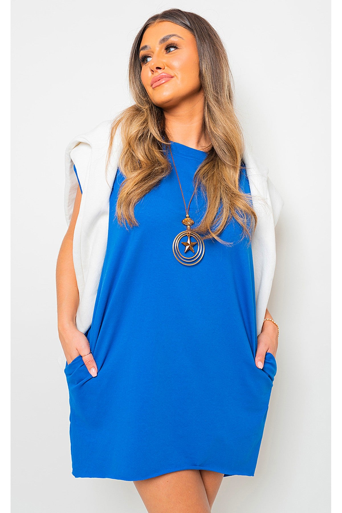 Esme Short Sleeve With Front Pockets Top - Royal