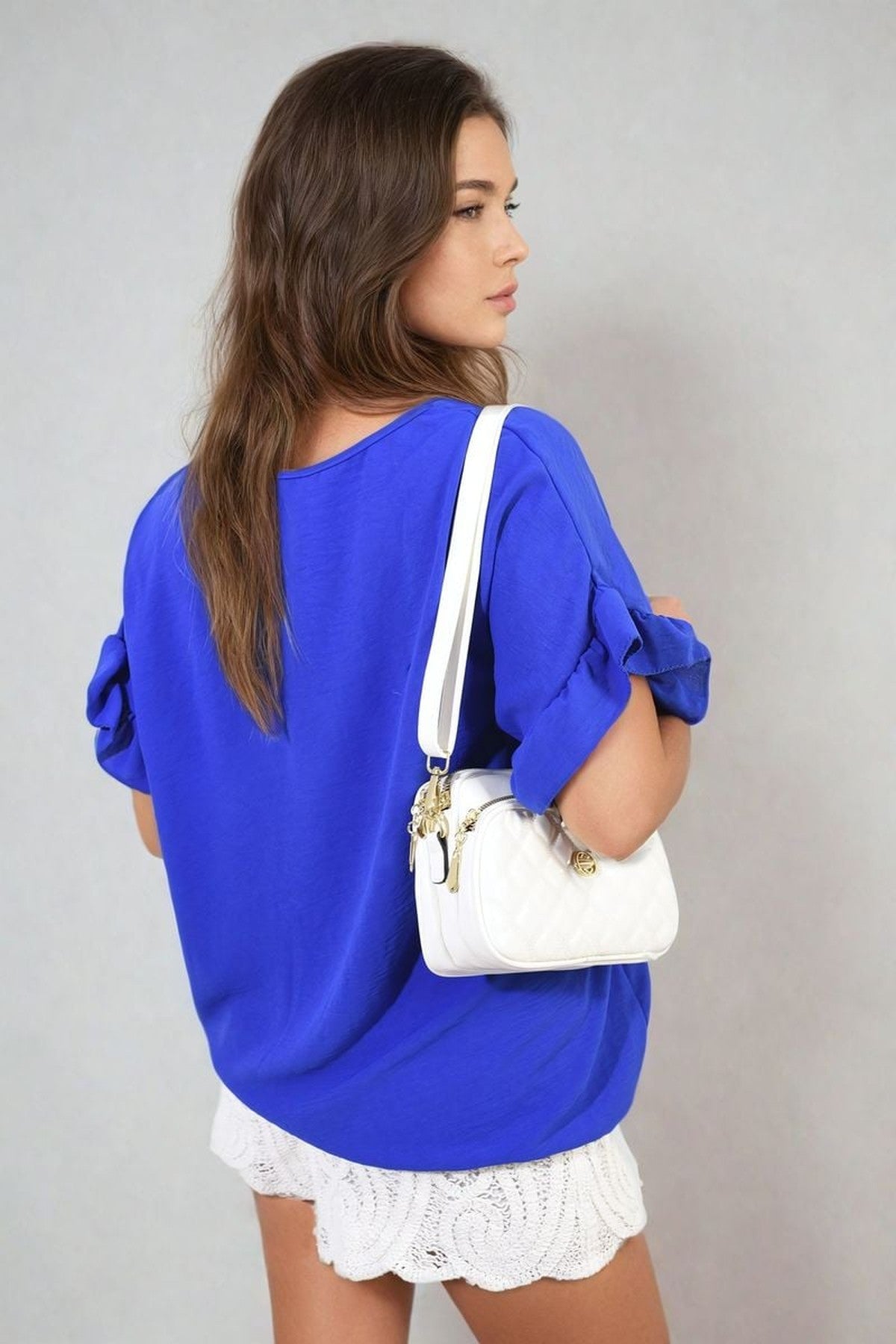 Alexandra Frill Sleeve Top - Royal