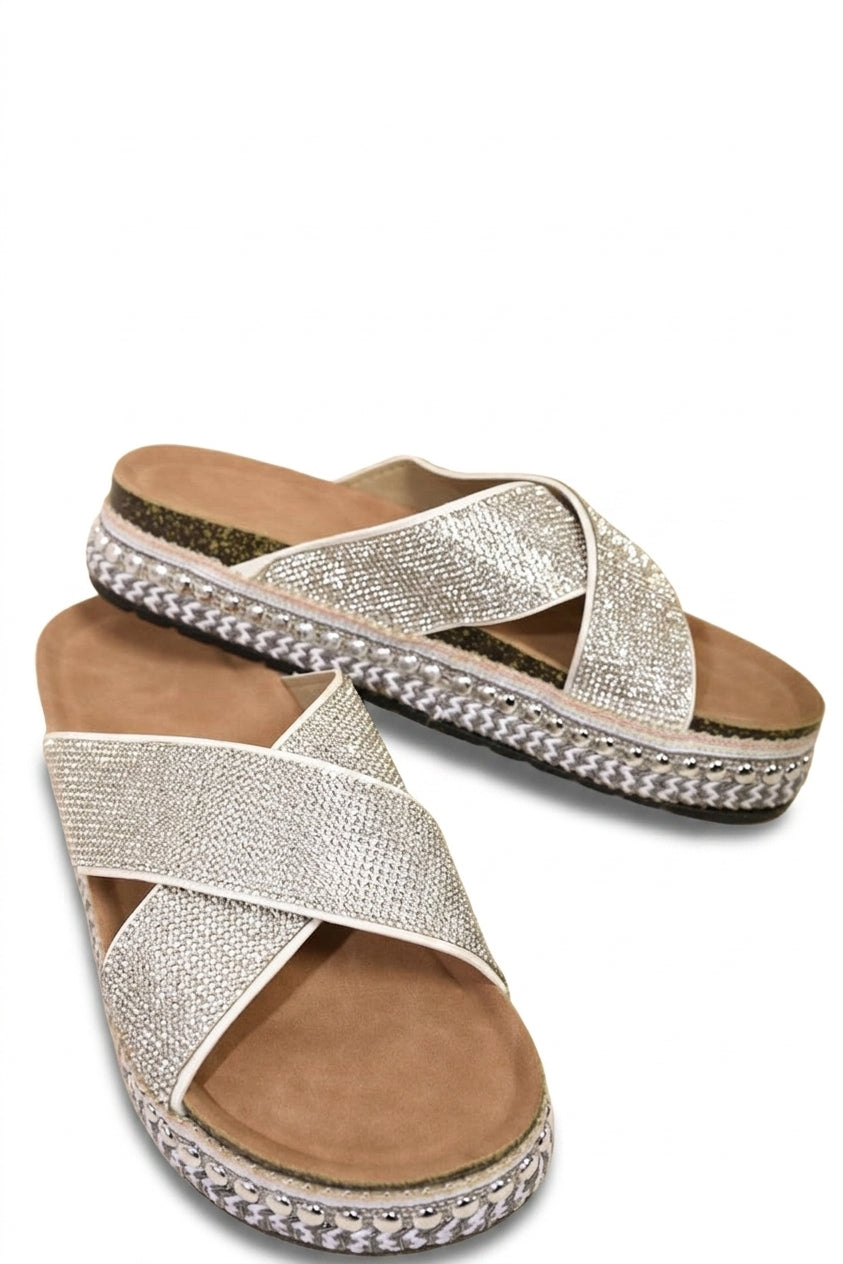 Sabrina Platform Diamante Sandals - White_wb