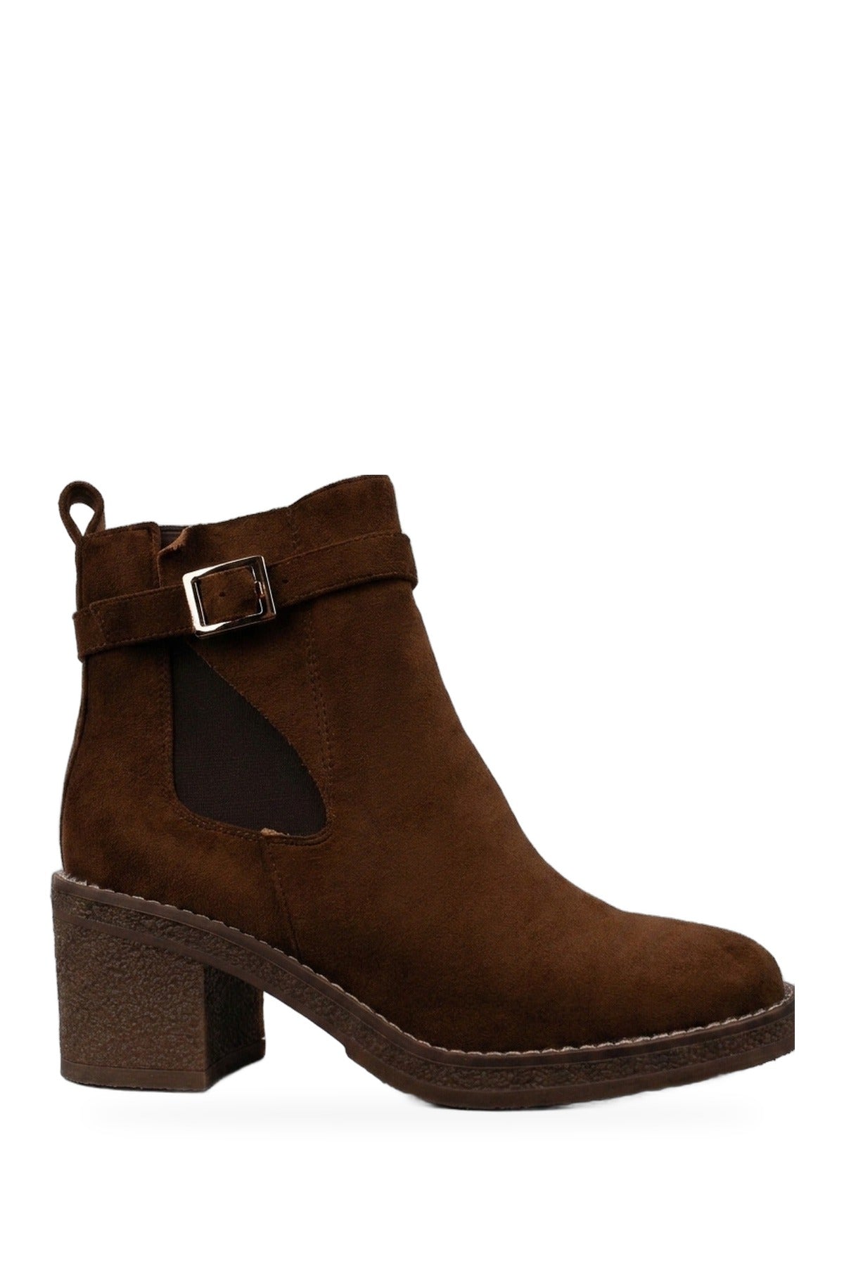 Saoirse Faux Suede Block Heel Boots - Camel