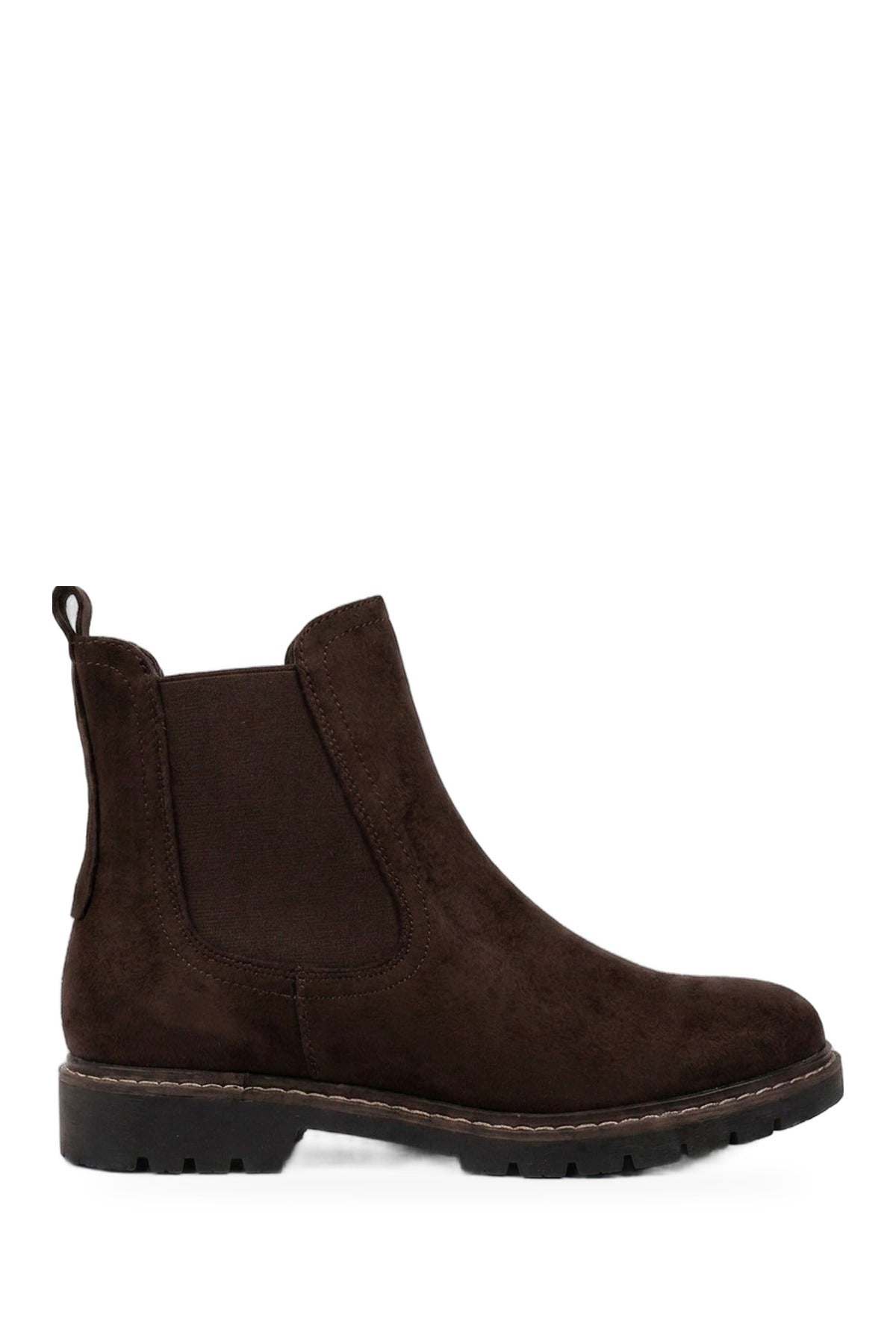 Saoirse Faux Suede Chunky Sole Chelsea Boots - Brown