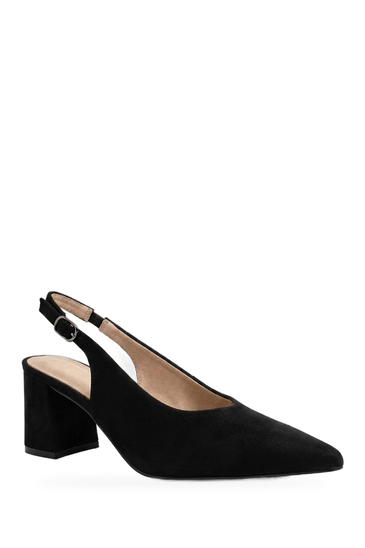 Saoirse Faux Suede Pointed Toe Heels - Black