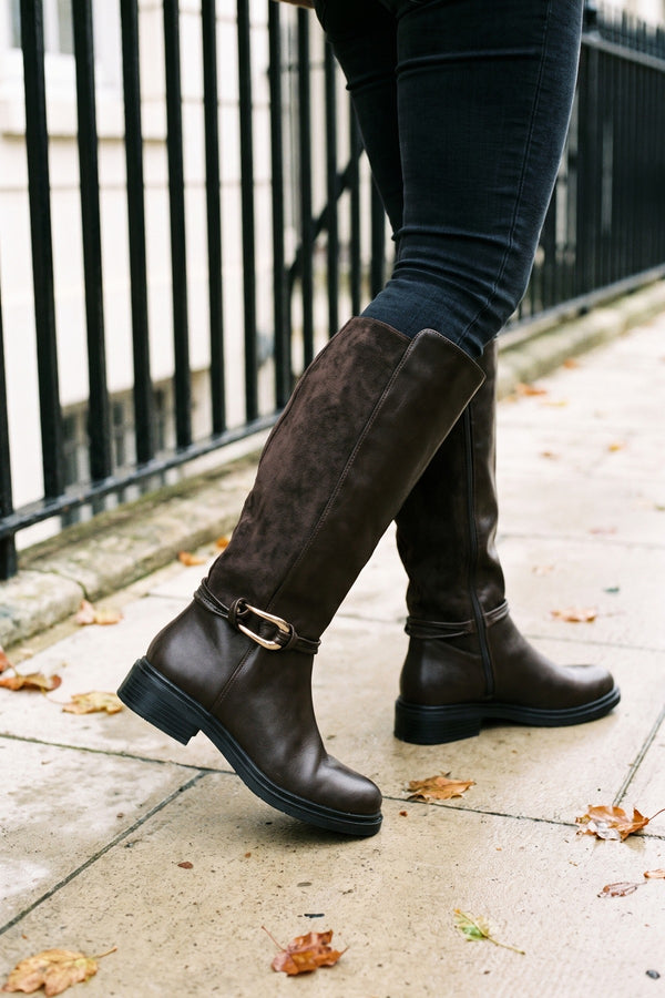 Saoirse Knee High Boots - Brown