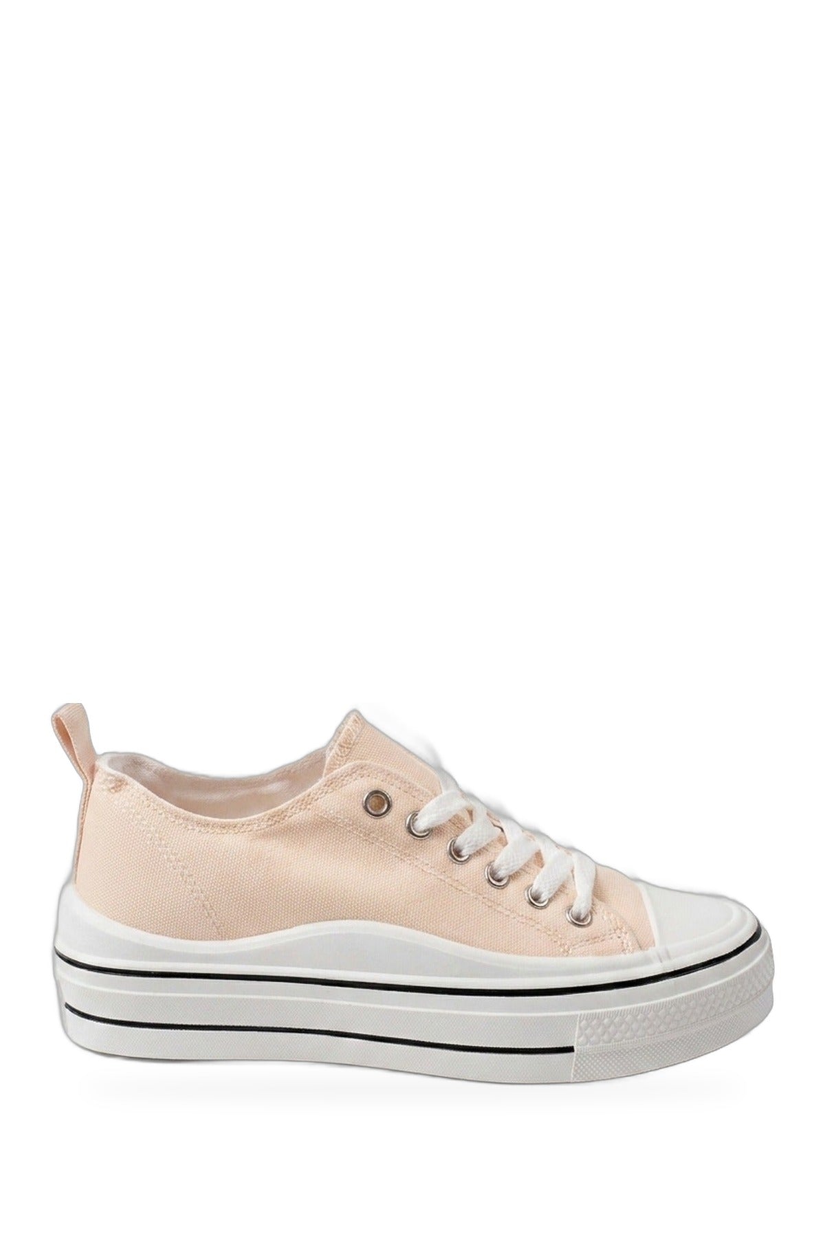 Saoirse Low Top Canvas Trainers - Beige