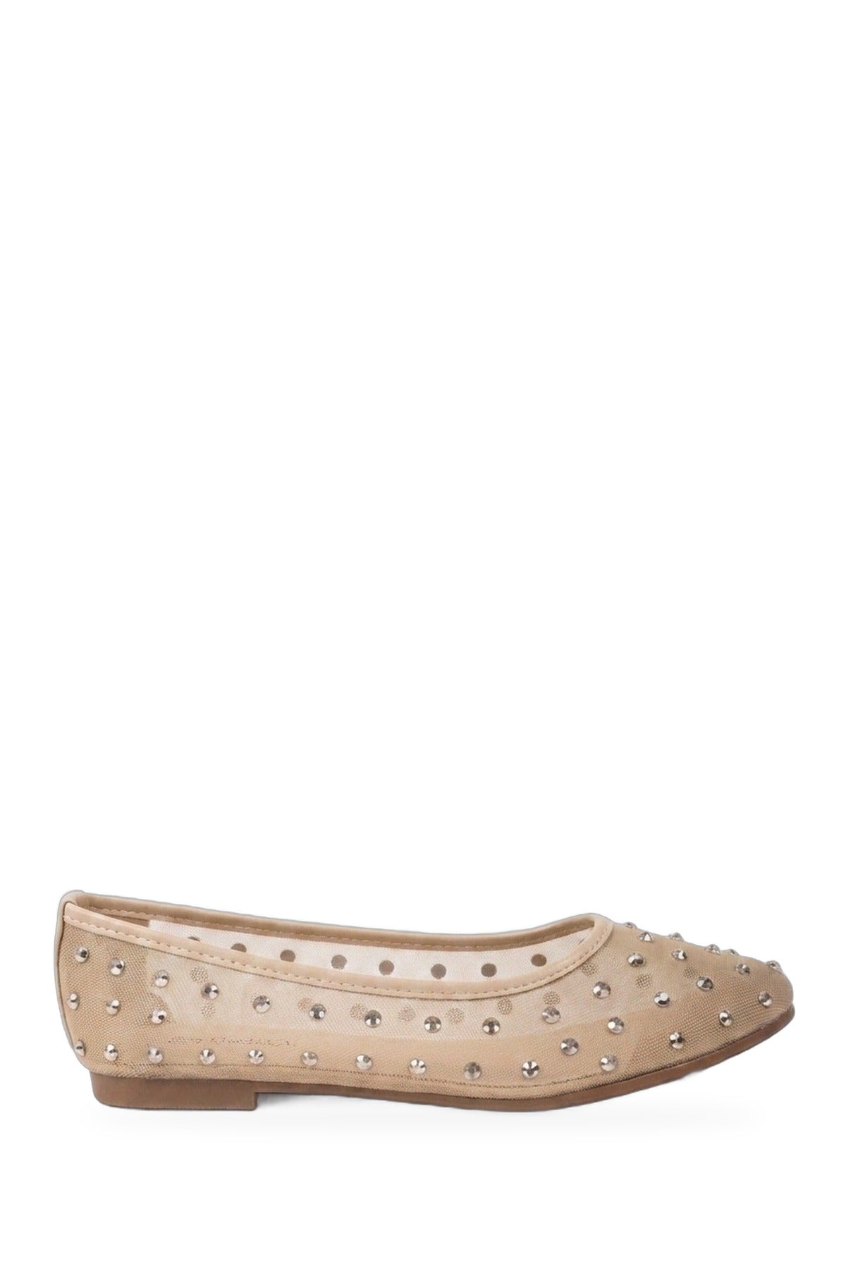 Saoirse Sheer Embellished Ballet Flats - BEIGE