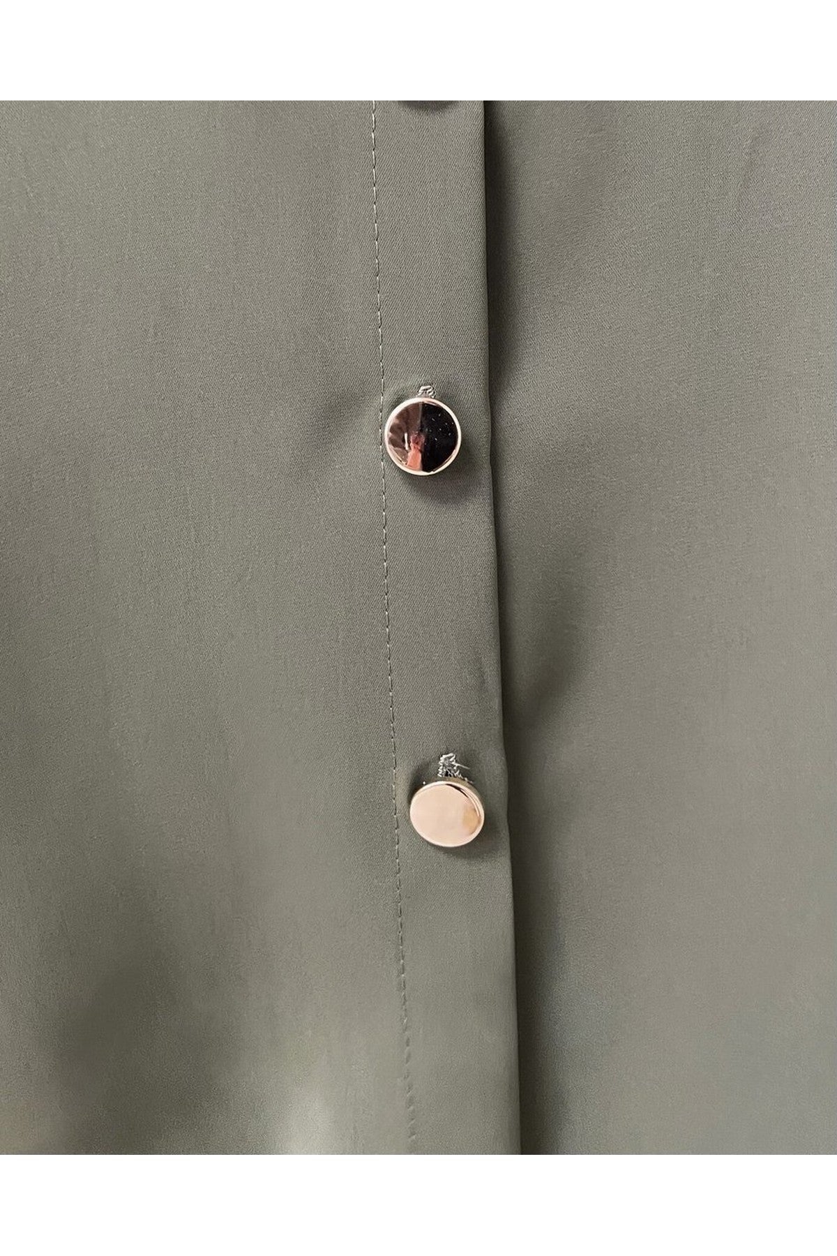 Sienna Oversized Collared Button Down Top - Khaki