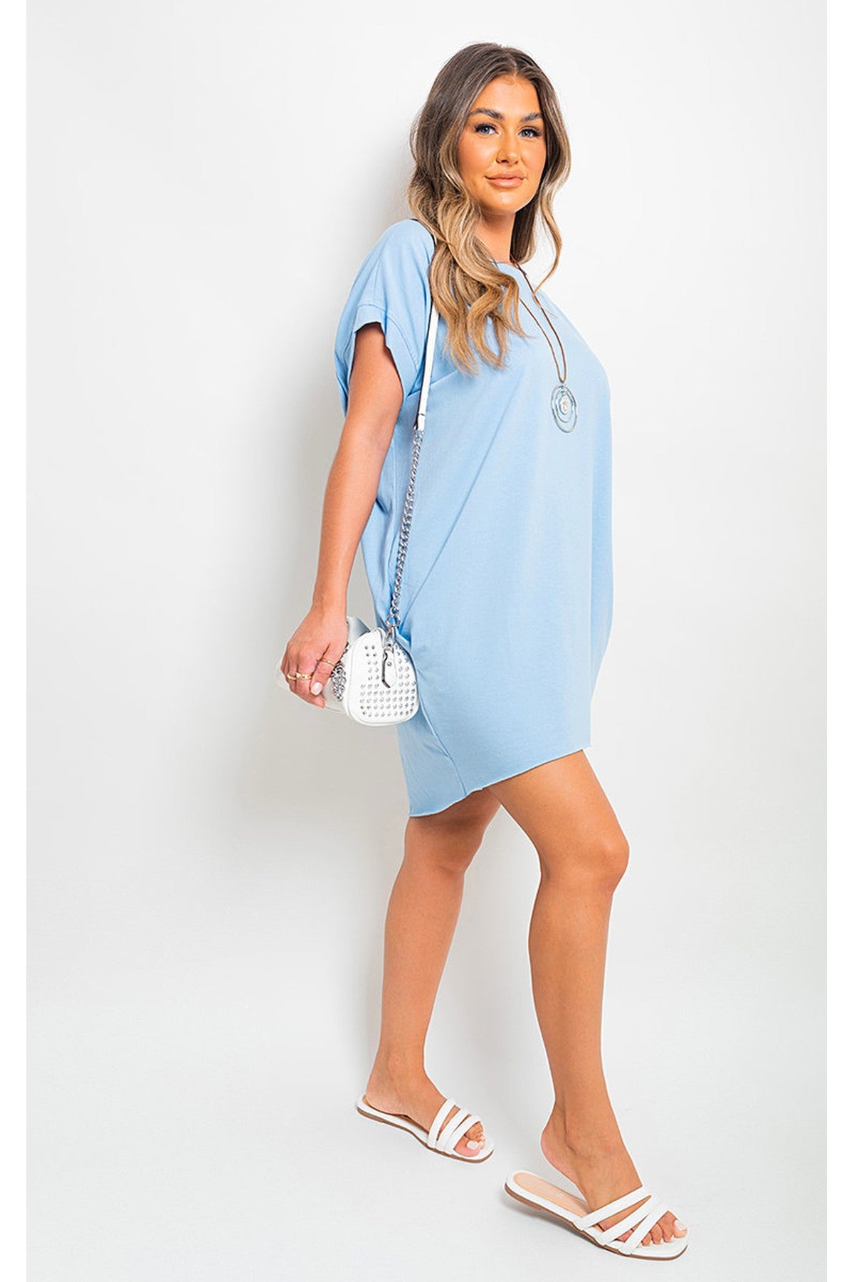 Esme Short Sleeve With Front Pockets Top - Sky Blue