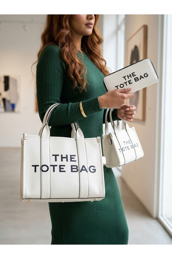 Sophia Tote Bag Set - White