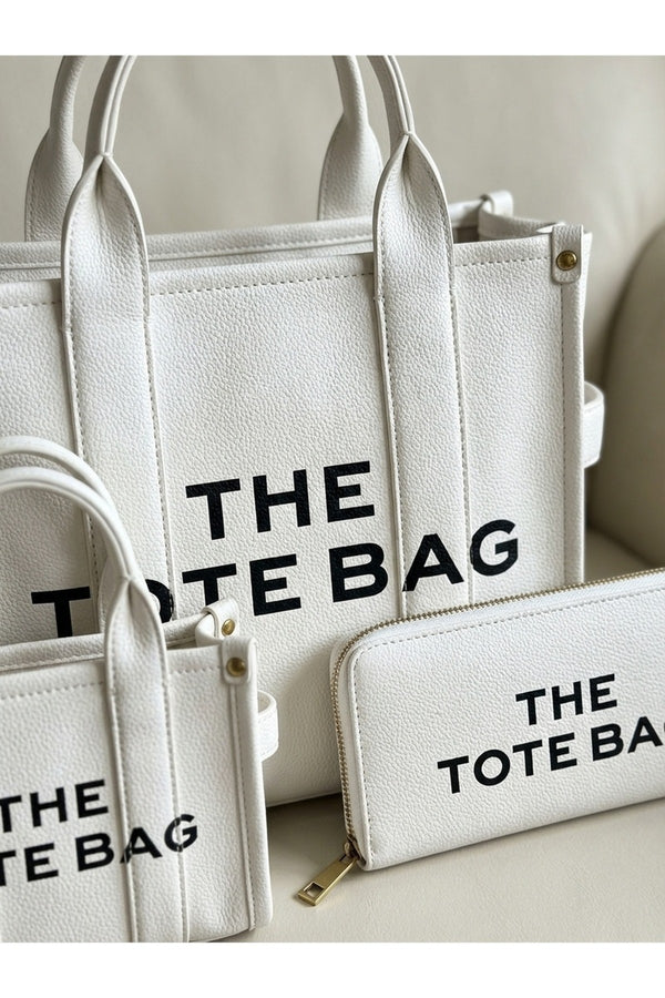 Sophia Tote Bag Set - White