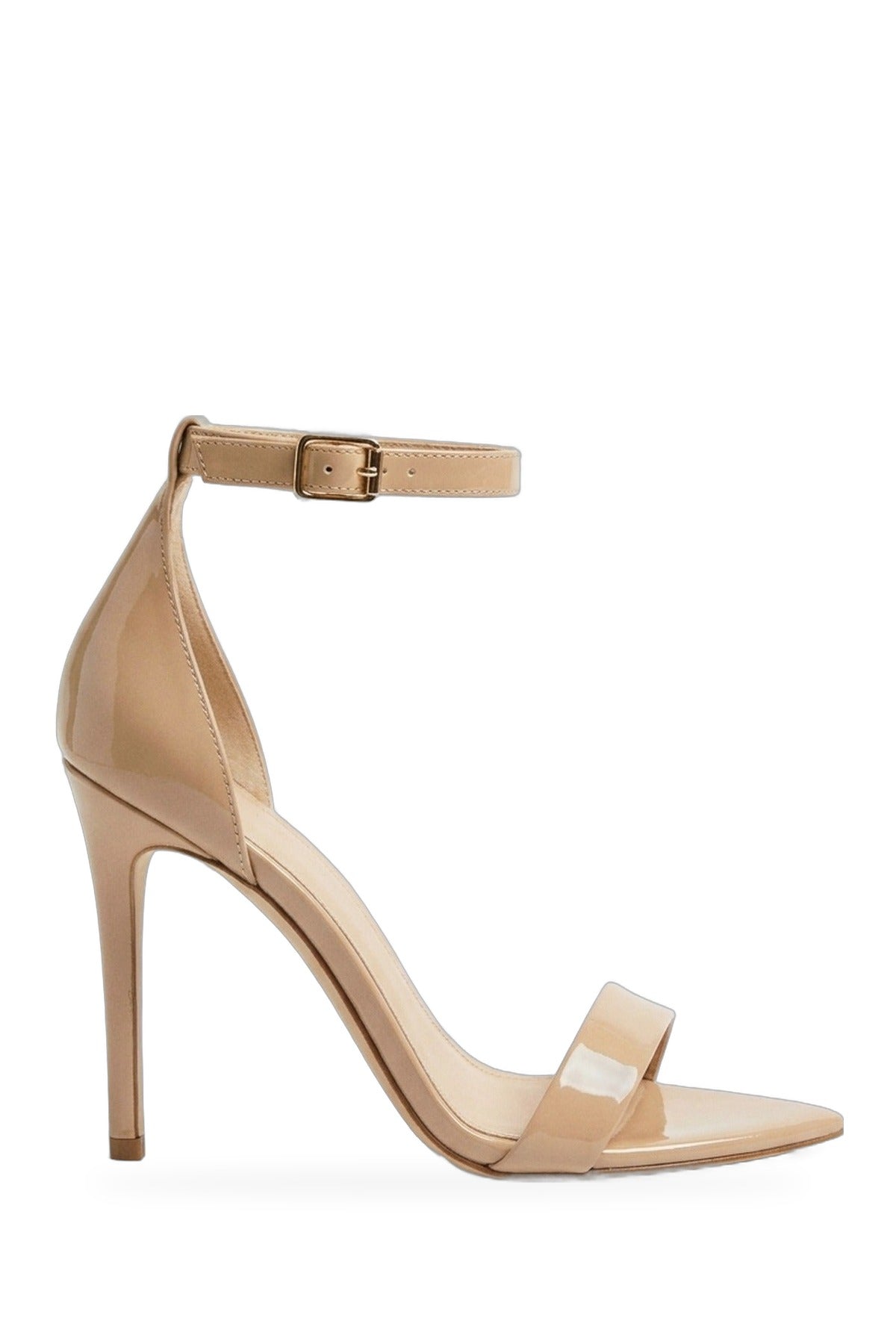 Sora Patent Ankle Strap Stiletto Heels - Beige