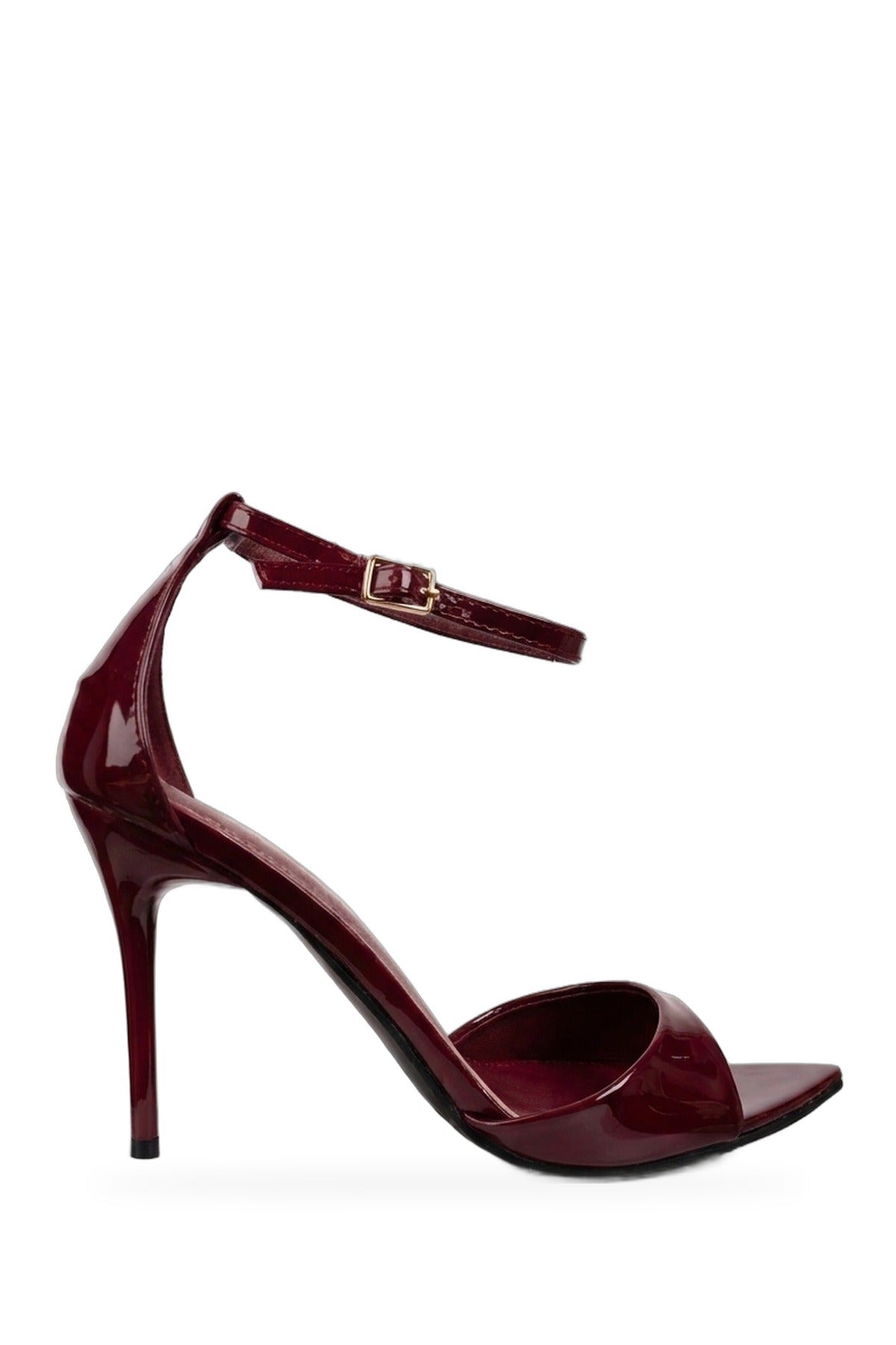 Sora Patent Ankle Strap Stiletto Heels - Bordeaux