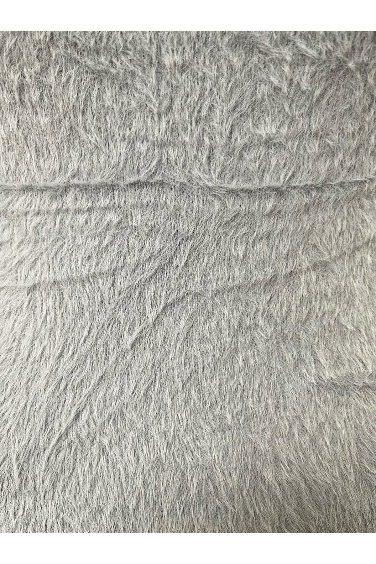 Stella Fitted Long Sleeve Fluffy Knitted Top - Light Grey