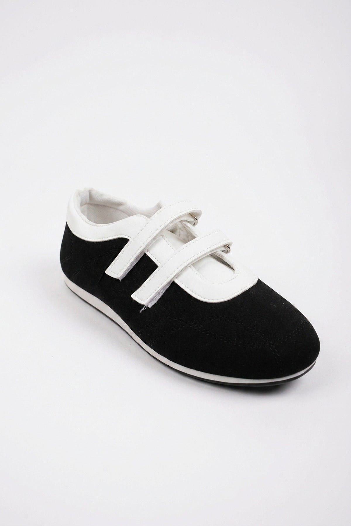 Elowen Contrast Two Strap Flat Pumps - Black
