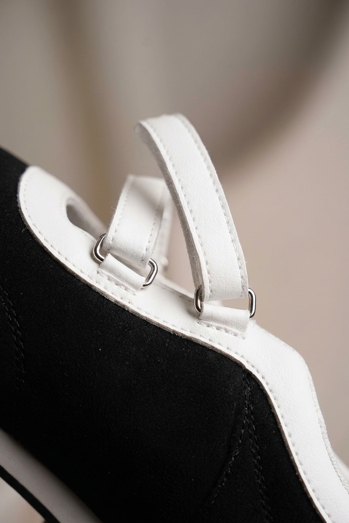 Elowen Contrast Two Strap Flat Pumps - Black